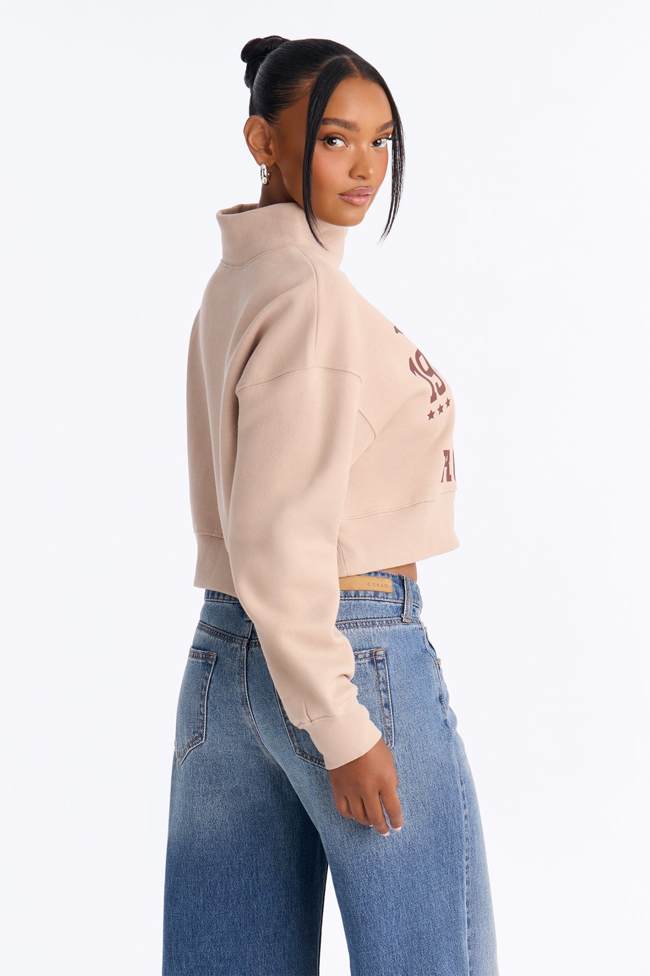 Manhattan 1981 Mock Neck Sweatshirt - Taupe image 7
