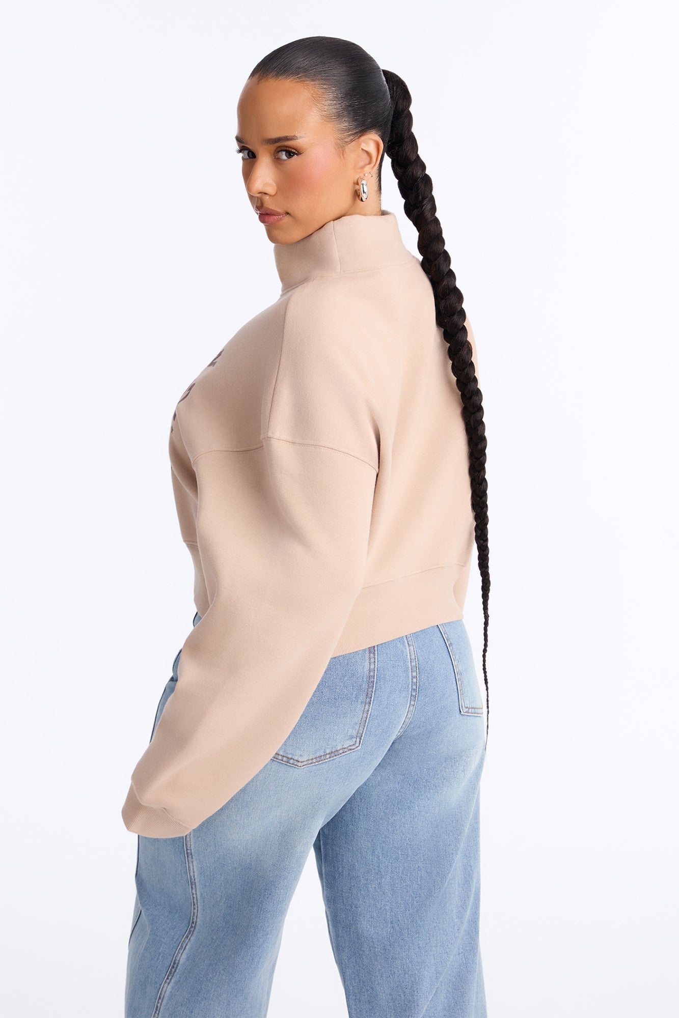 Manhattan 1981 Mock Neck Sweatshirt - Taupe image 4