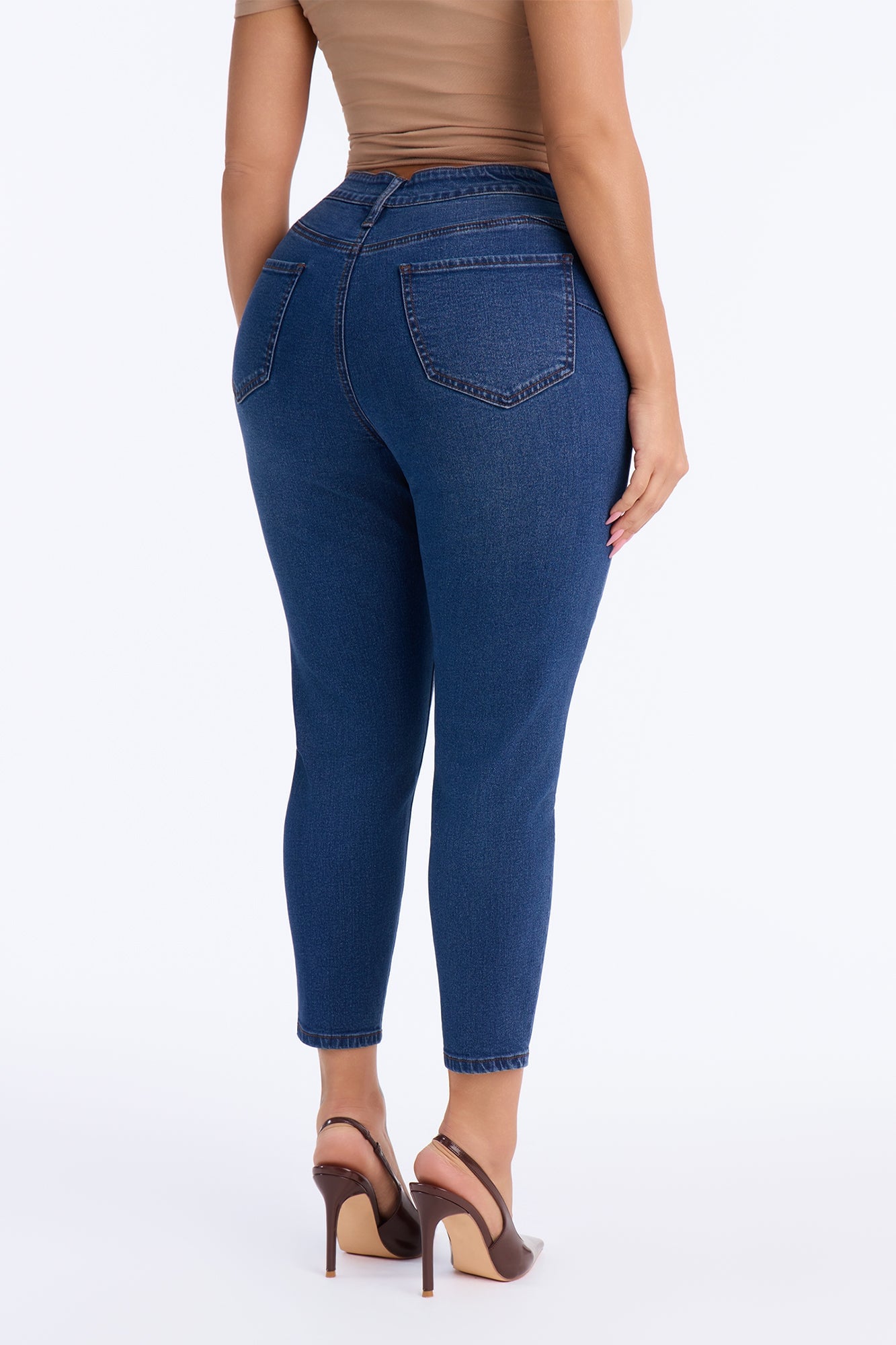 Petite Vibe Check Curvy Stretch Skinny Jeans - Dark Wash image 4