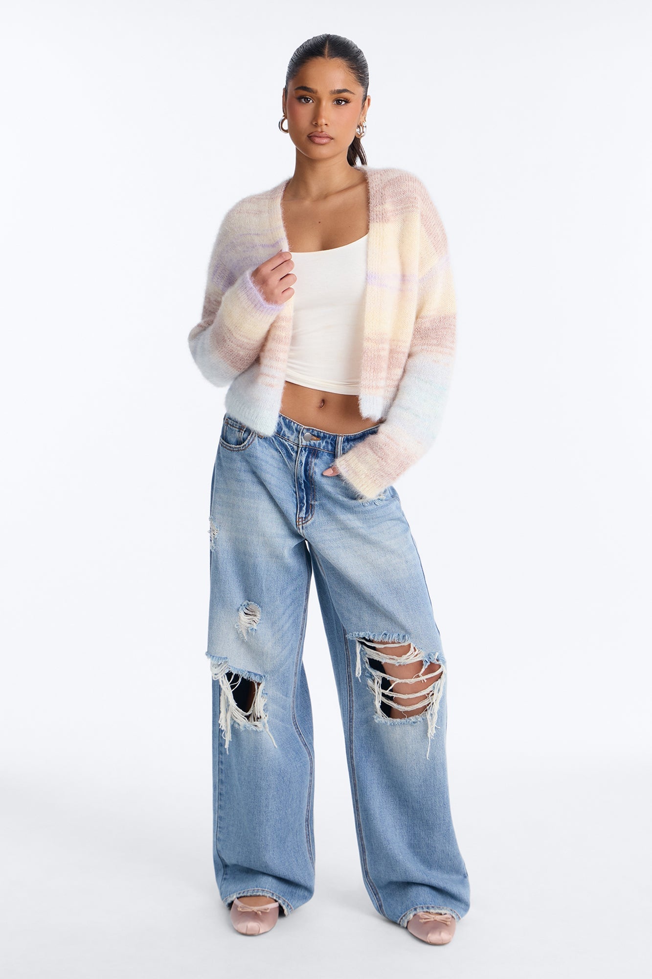 Sabriya Spacedye Cropped Cardigan - Blue/combo image 6