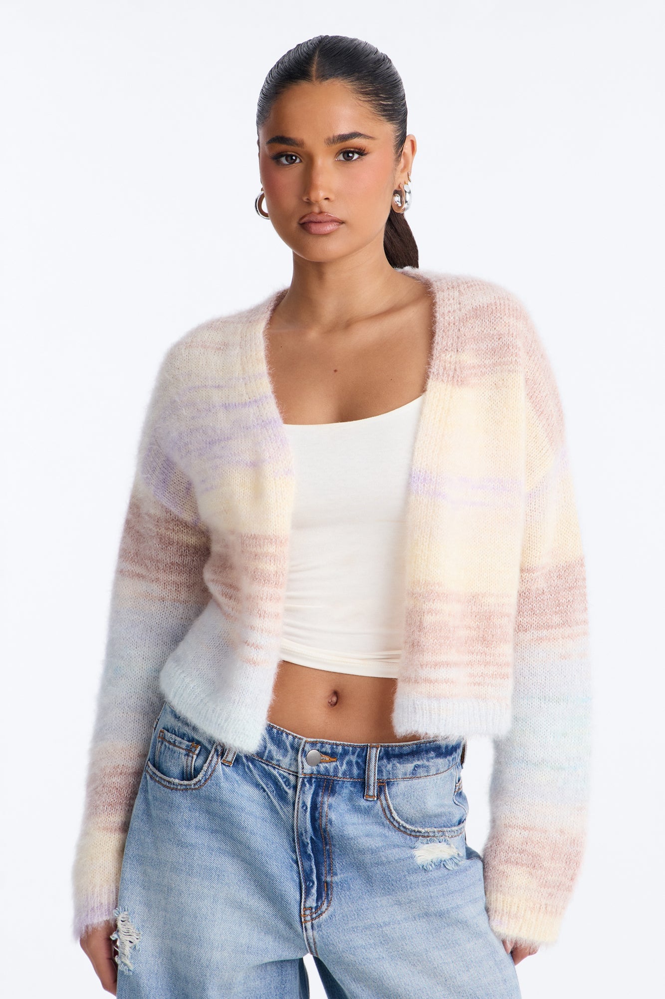 Sabriya Spacedye Cropped Cardigan - Blue/combo image 8