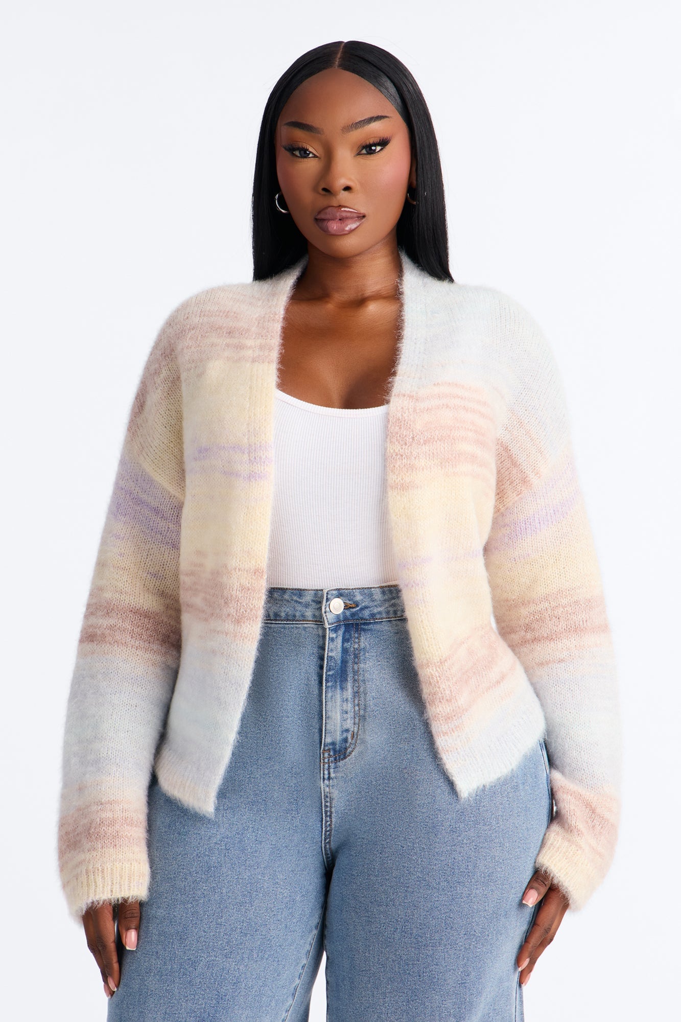 Sabriya Spacedye Cropped Cardigan - Blue/combo image 1