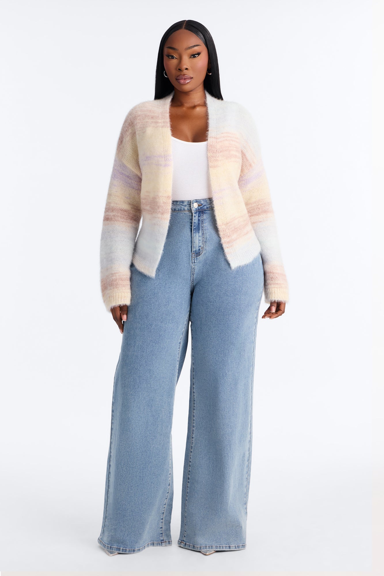 Sabriya Spacedye Cropped Cardigan - Blue/combo image 2