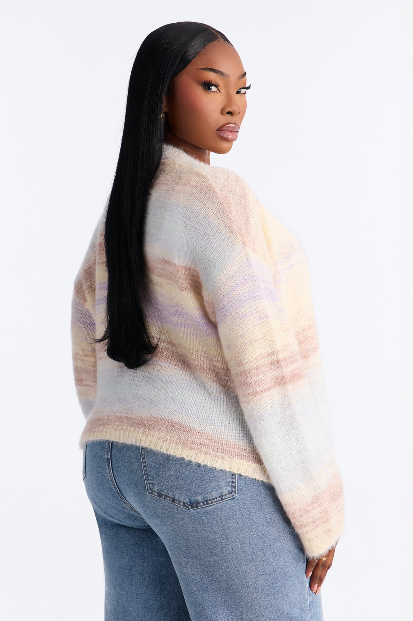Sabriya Spacedye Cropped Cardigan - Blue/combo image 3