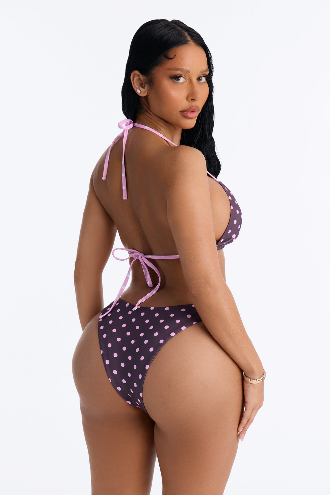 Elsa Polka Dot 2 Piece Triangle Bikini Set - Purple/combo image 6
