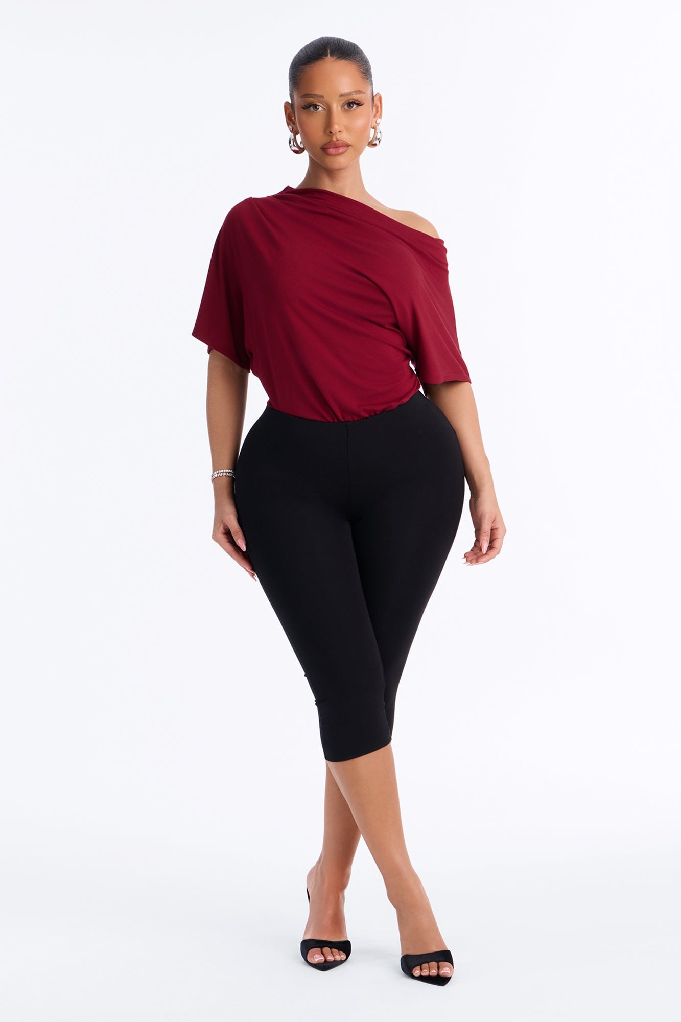 Flatter Me Off Shoulder Bodysuit - Wine image 6