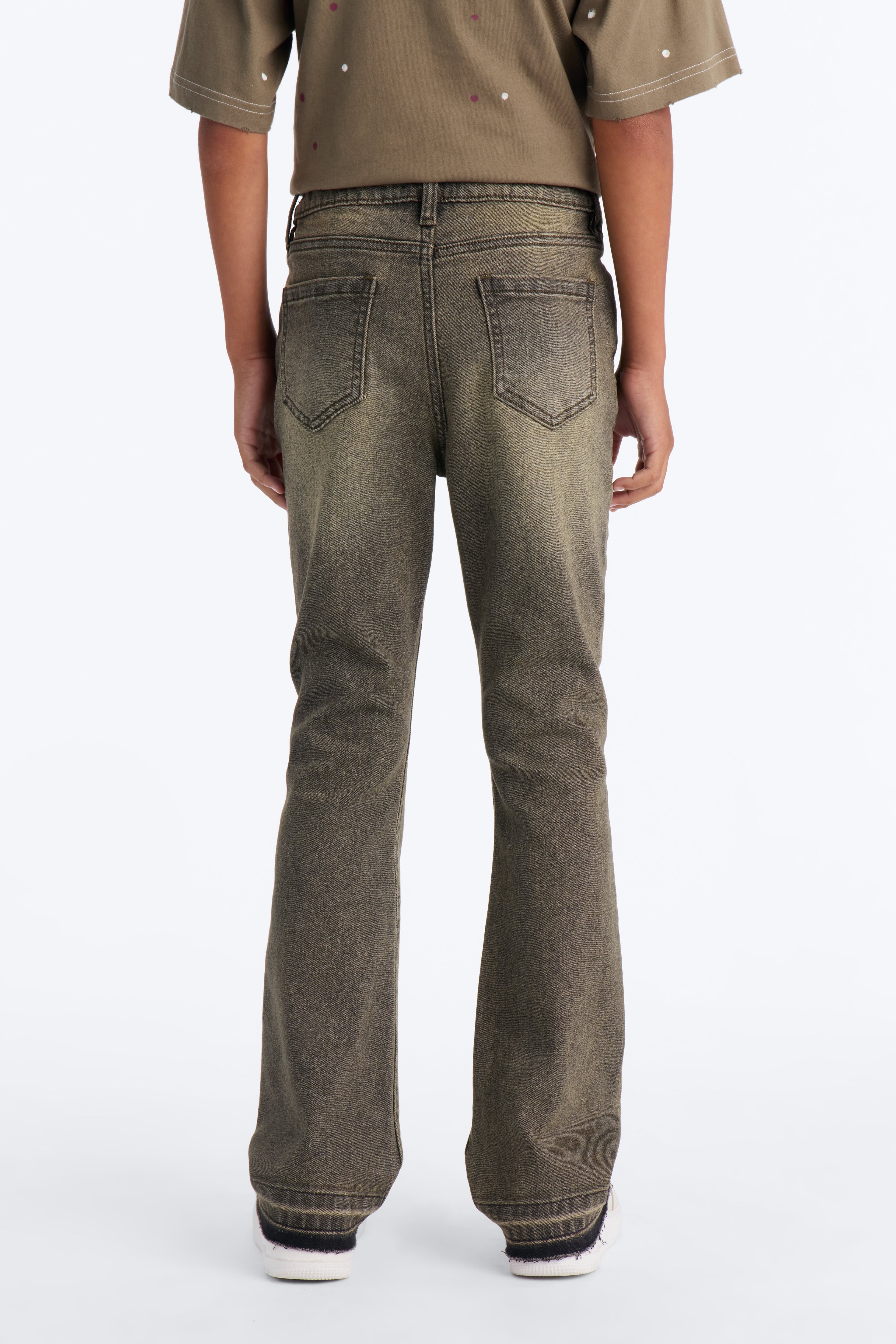 Mini Cornell Stacked Skinny Flare Jeans - Green image 3