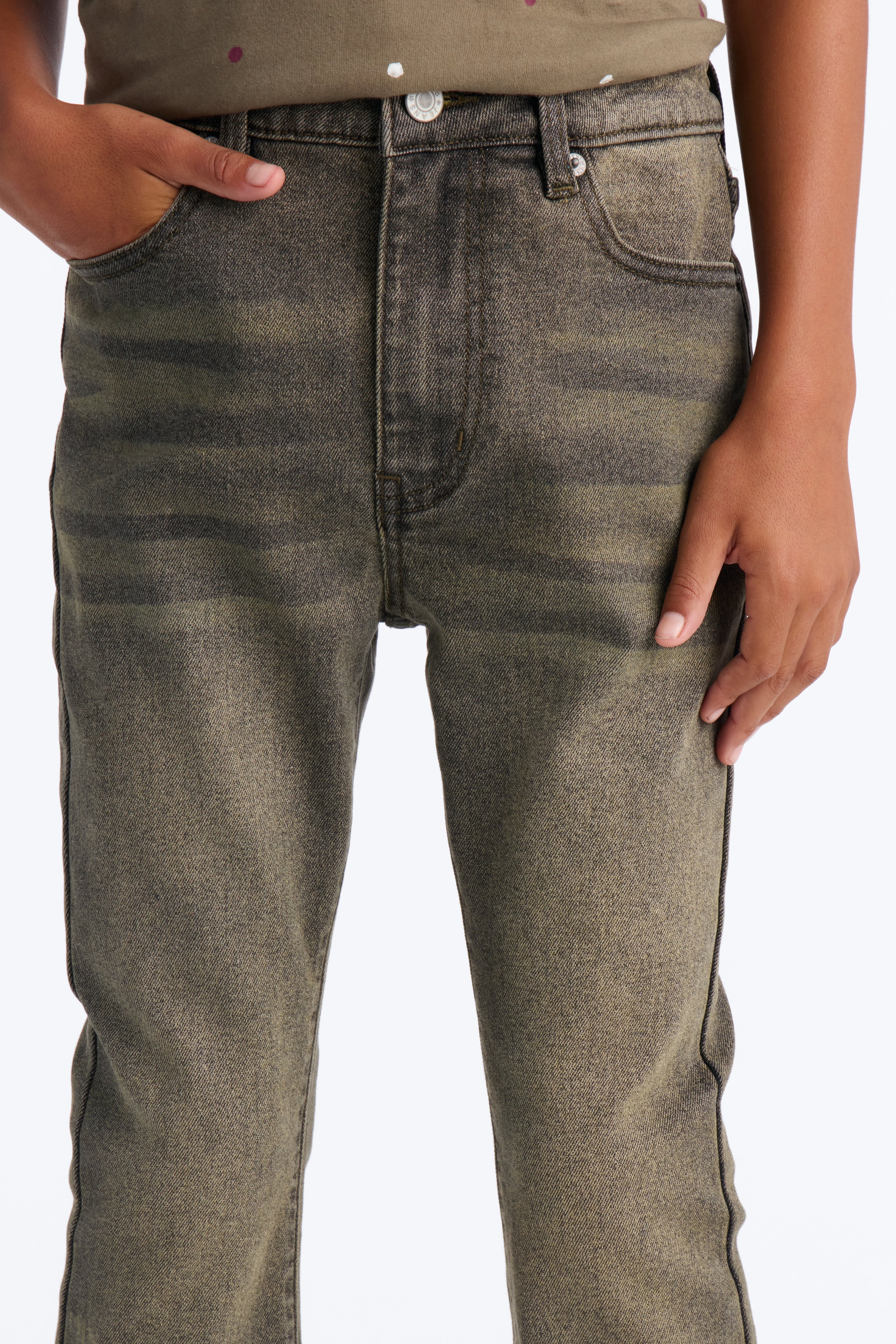 Mini Cornell Stacked Skinny Flare Jeans - Green image 4