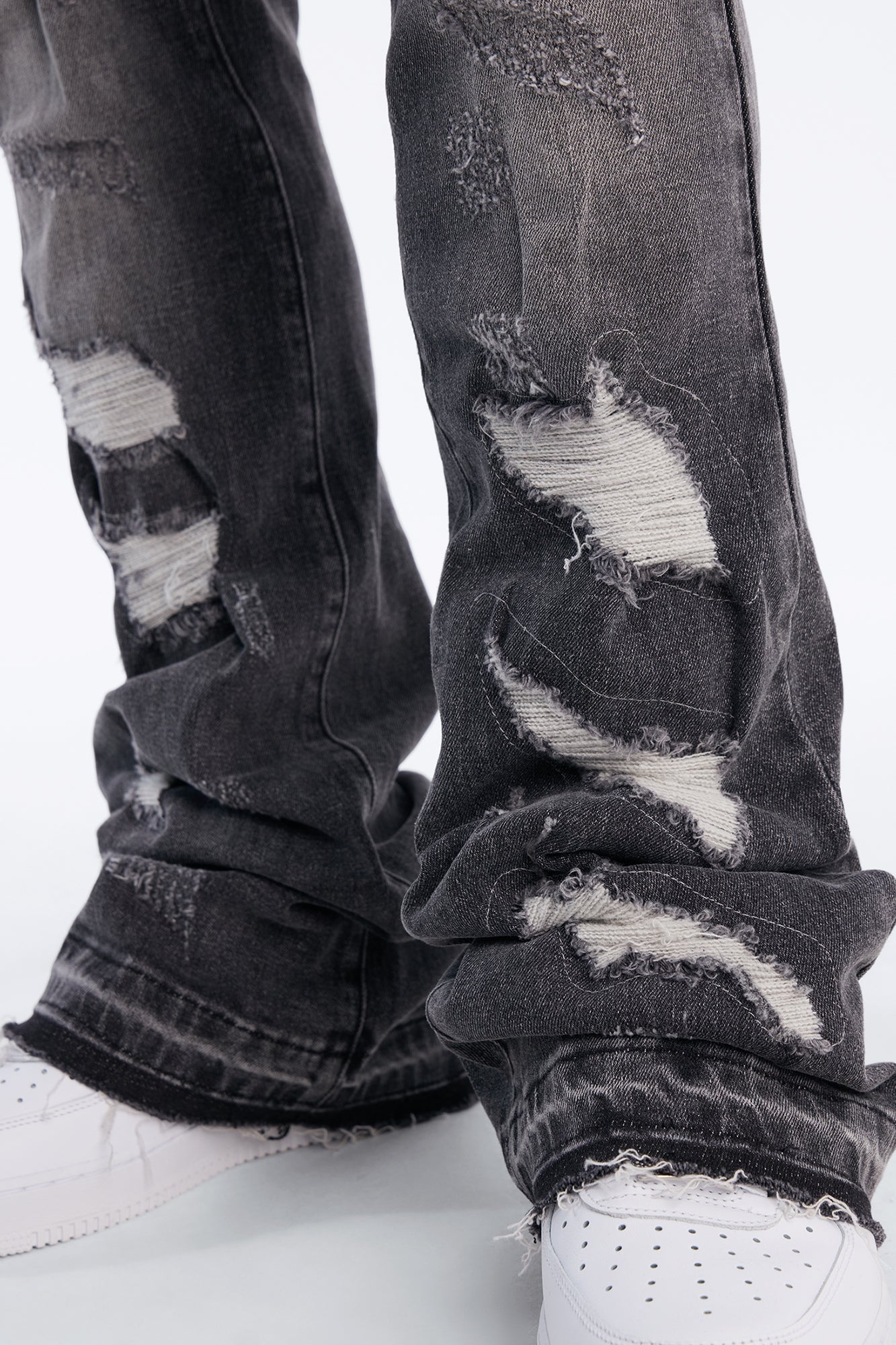 Cuff Me Stacked Skinny Flared Jeans - Grey image 9