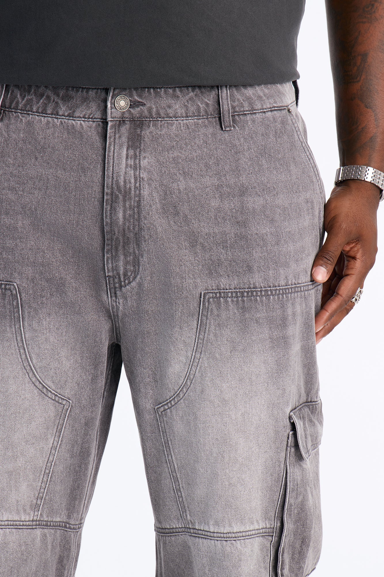 Micah Baggy Moto Jeans - Grey image 4