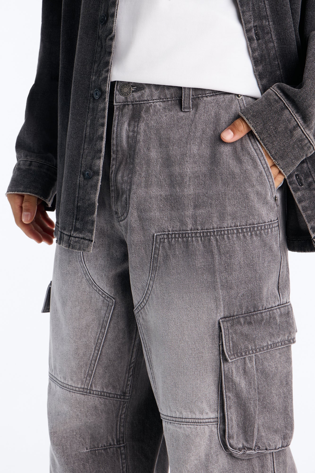 Micah Baggy Moto Jeans - Grey image 8