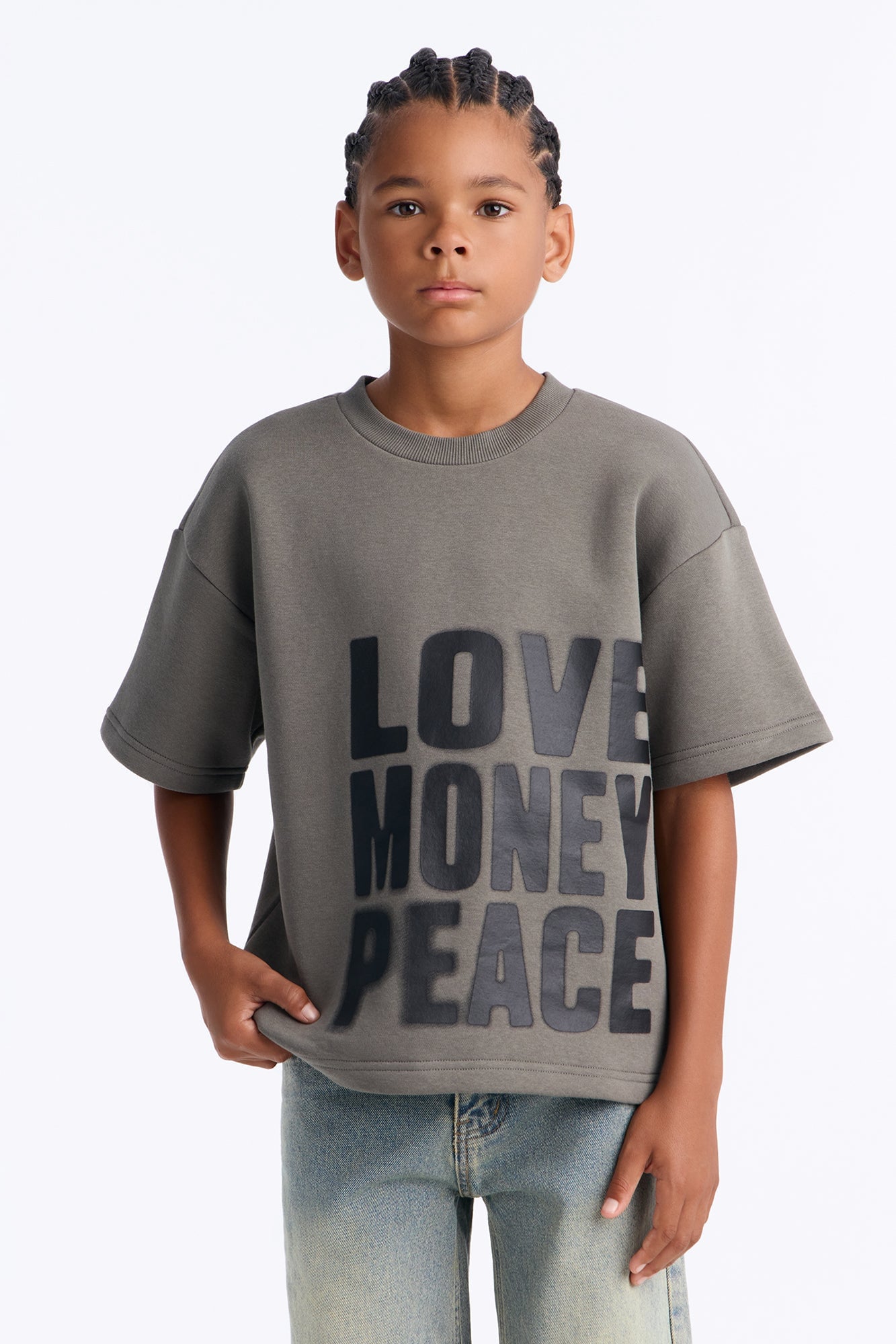 Mini Tyson Oversized Spray Paint Short Sleeve Tee - Dark Grey image 1