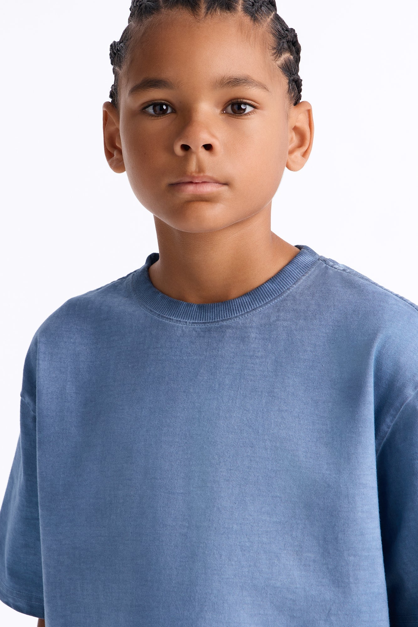 Mini Tinted Wash Boxy Cropped Heavyweight Short Sleeve Tee - Blue image 3