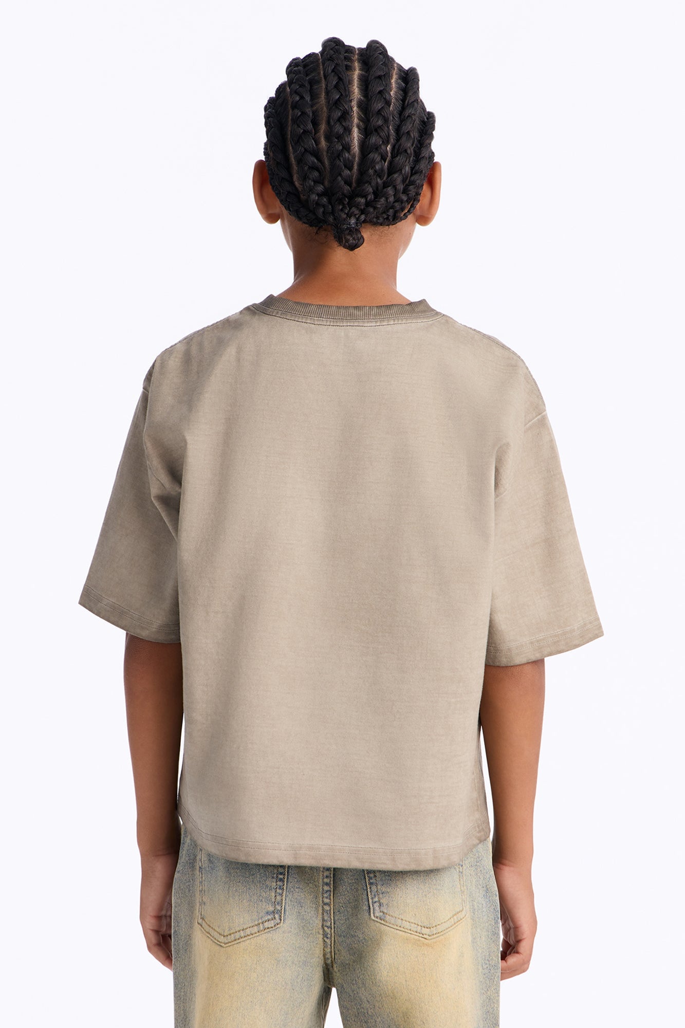 Mini Tinted Wash Boxy Cropped Heavyweight Short Sleeve Tee - Brown image 4