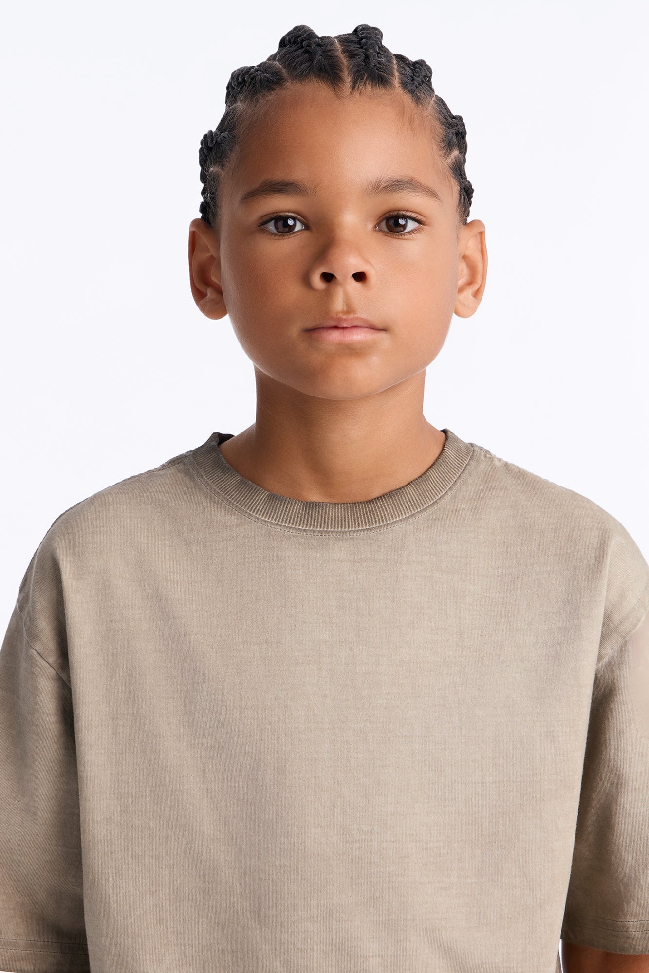 Mini Tinted Wash Boxy Cropped Heavyweight Short Sleeve Tee - Brown image 3