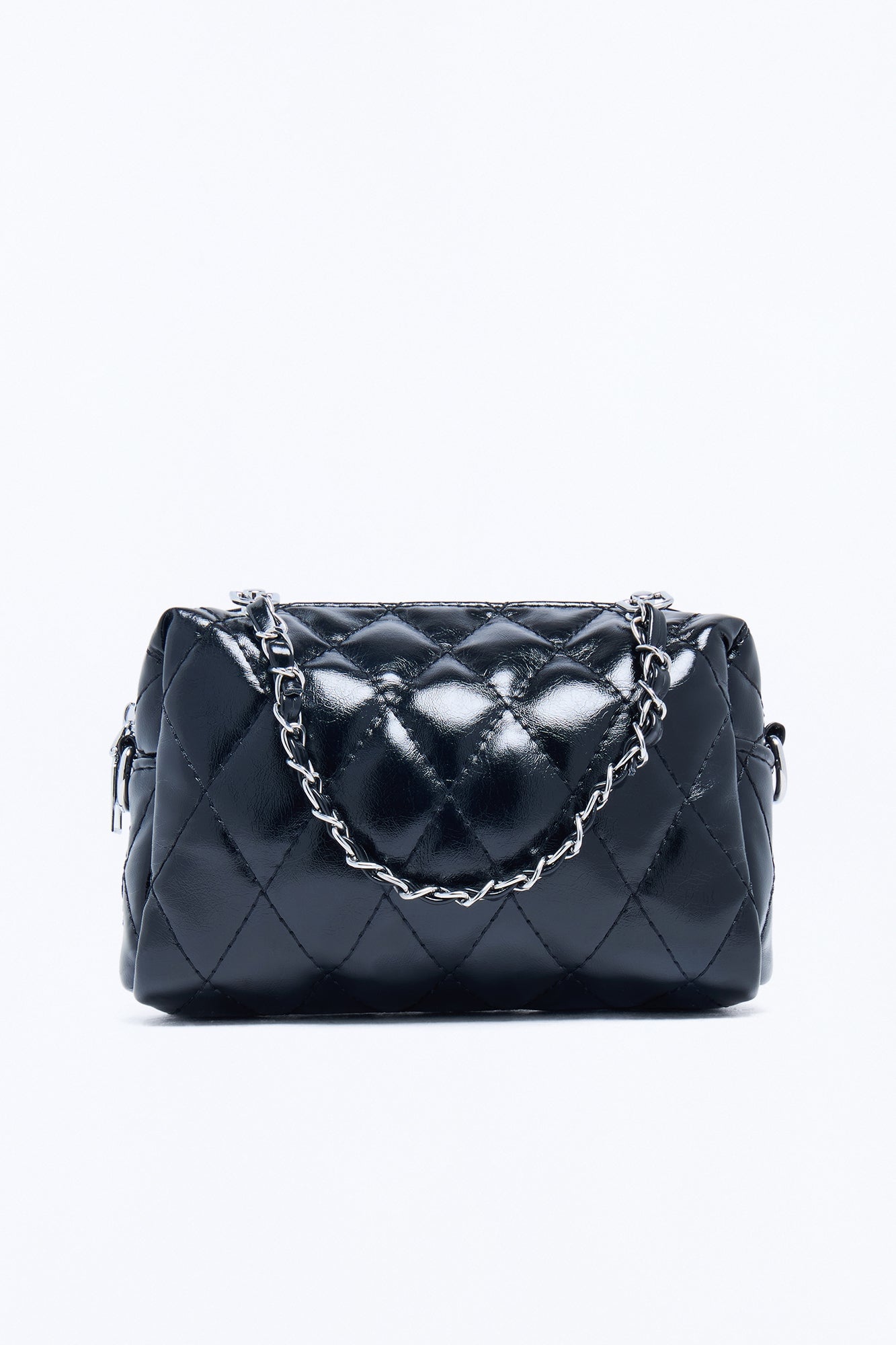 Quilty Pleasure Faux Leather Crossbody Handbag - Black image 3