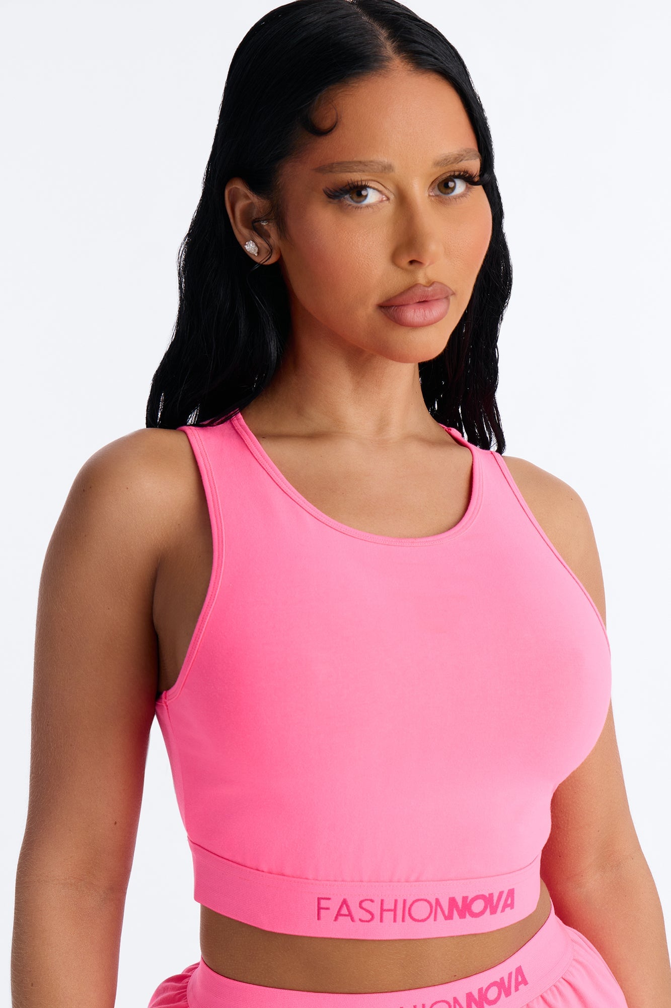 FN Mood High Neck Cotton Bra - Hot Pink image 5
