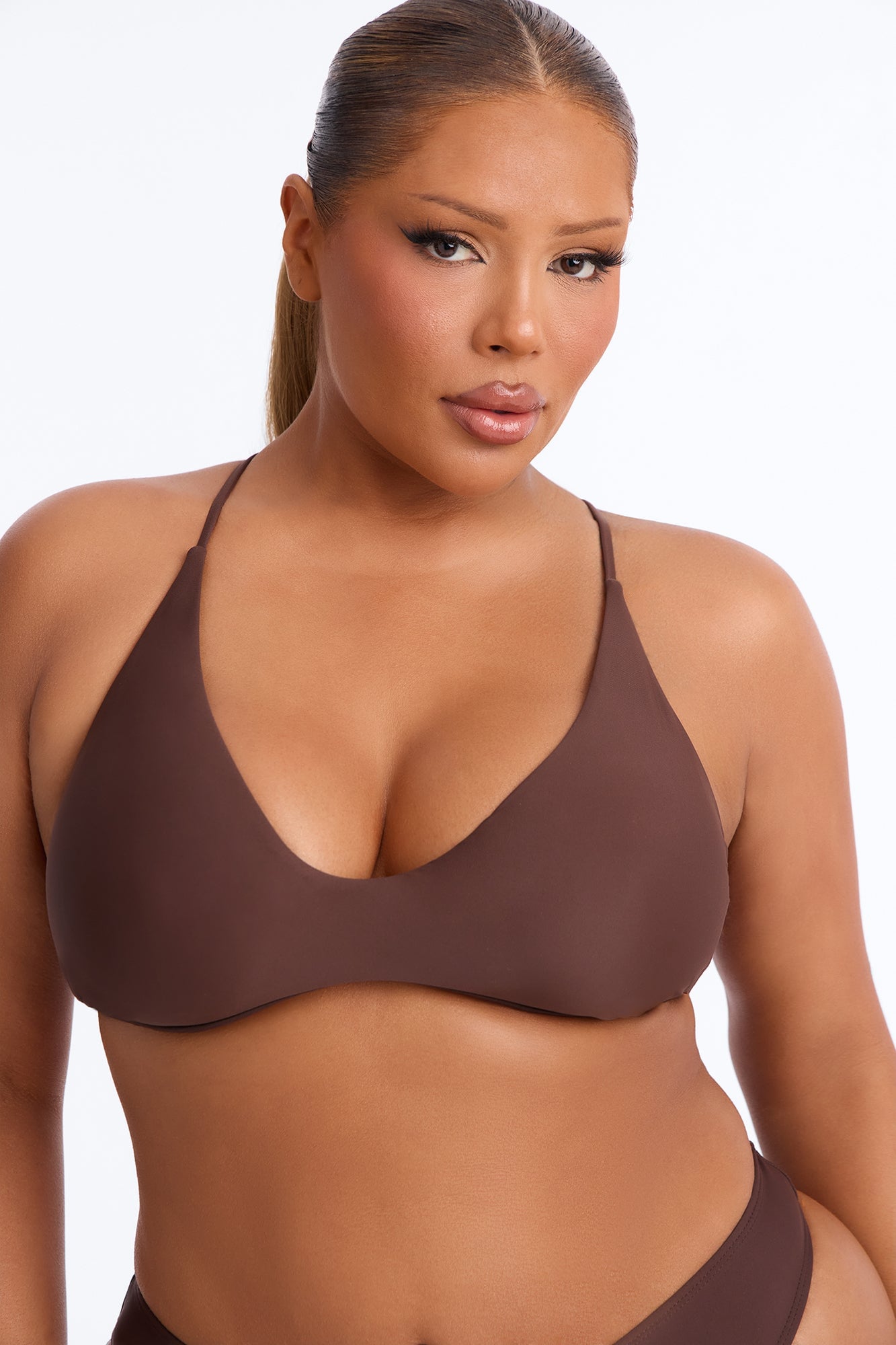 Maui Mix And Match Scoop Bralette Bikini Top - Chocolate image 2