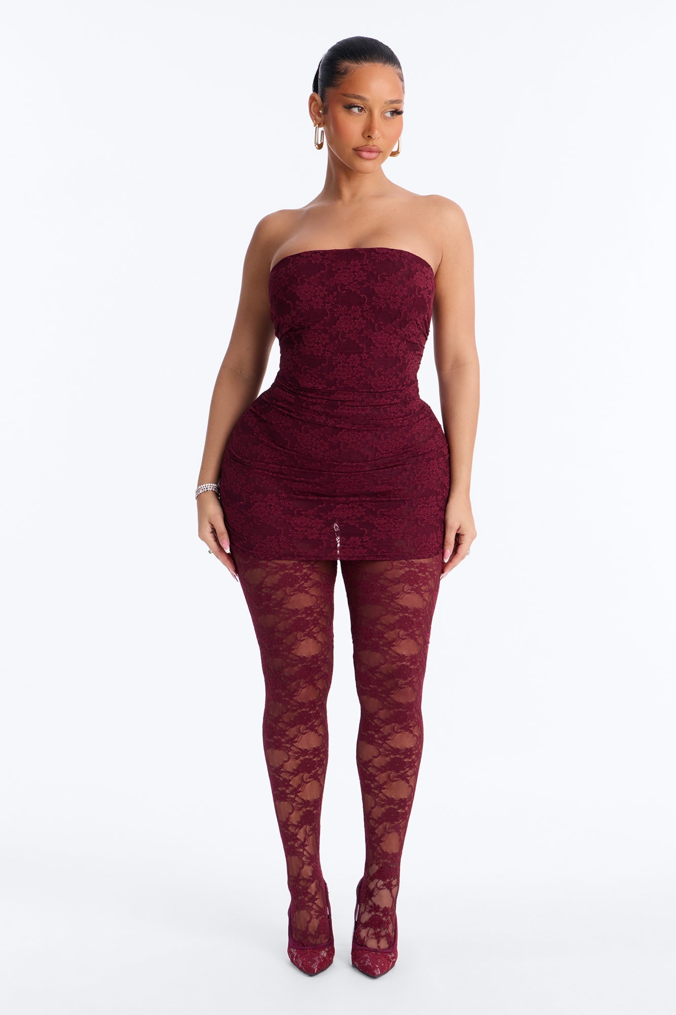 In your Feels Ruched Lace Jumpsuit - Wine image 5
