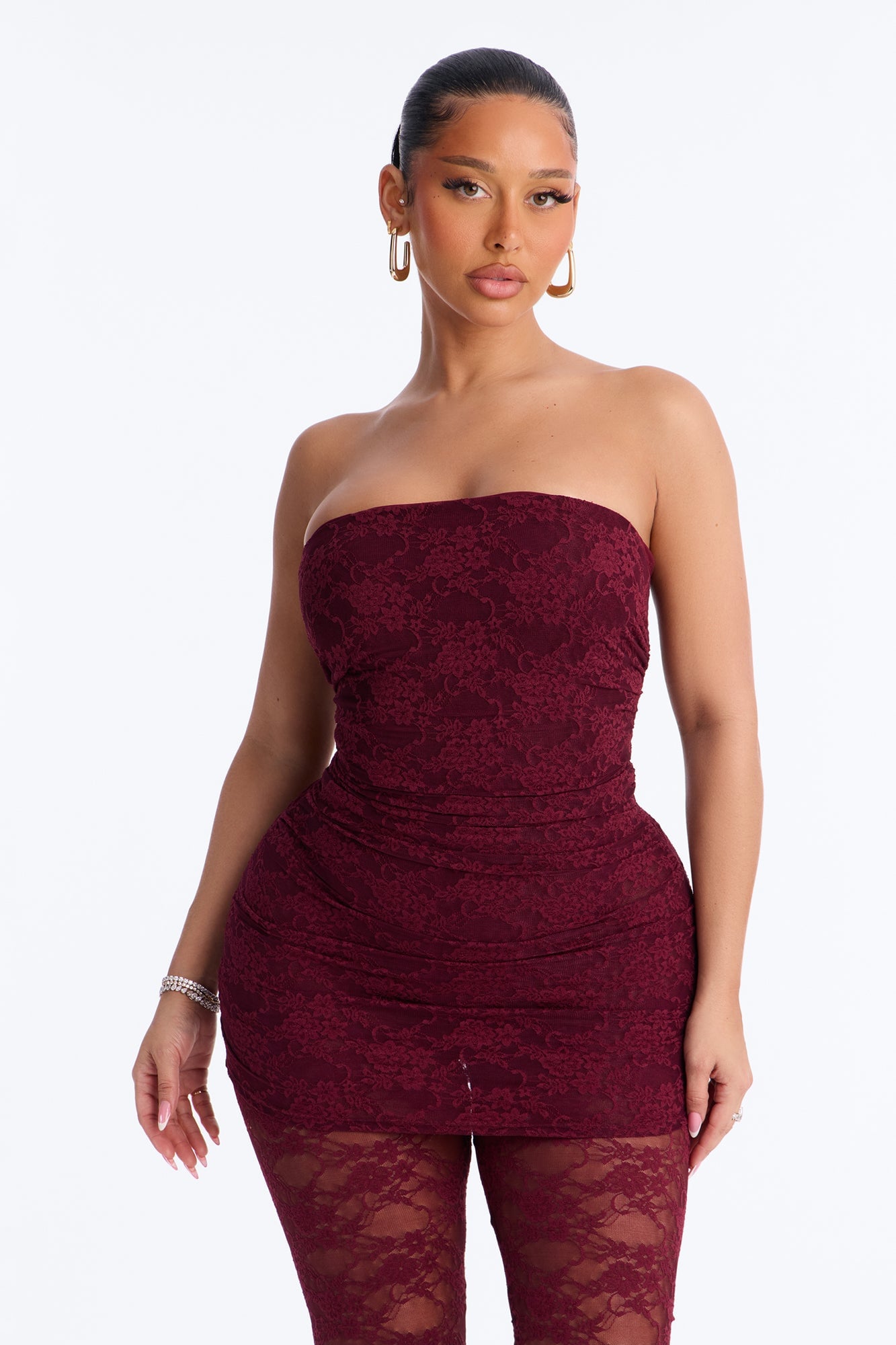 In your Feels Ruched Lace Jumpsuit - Wine image 6