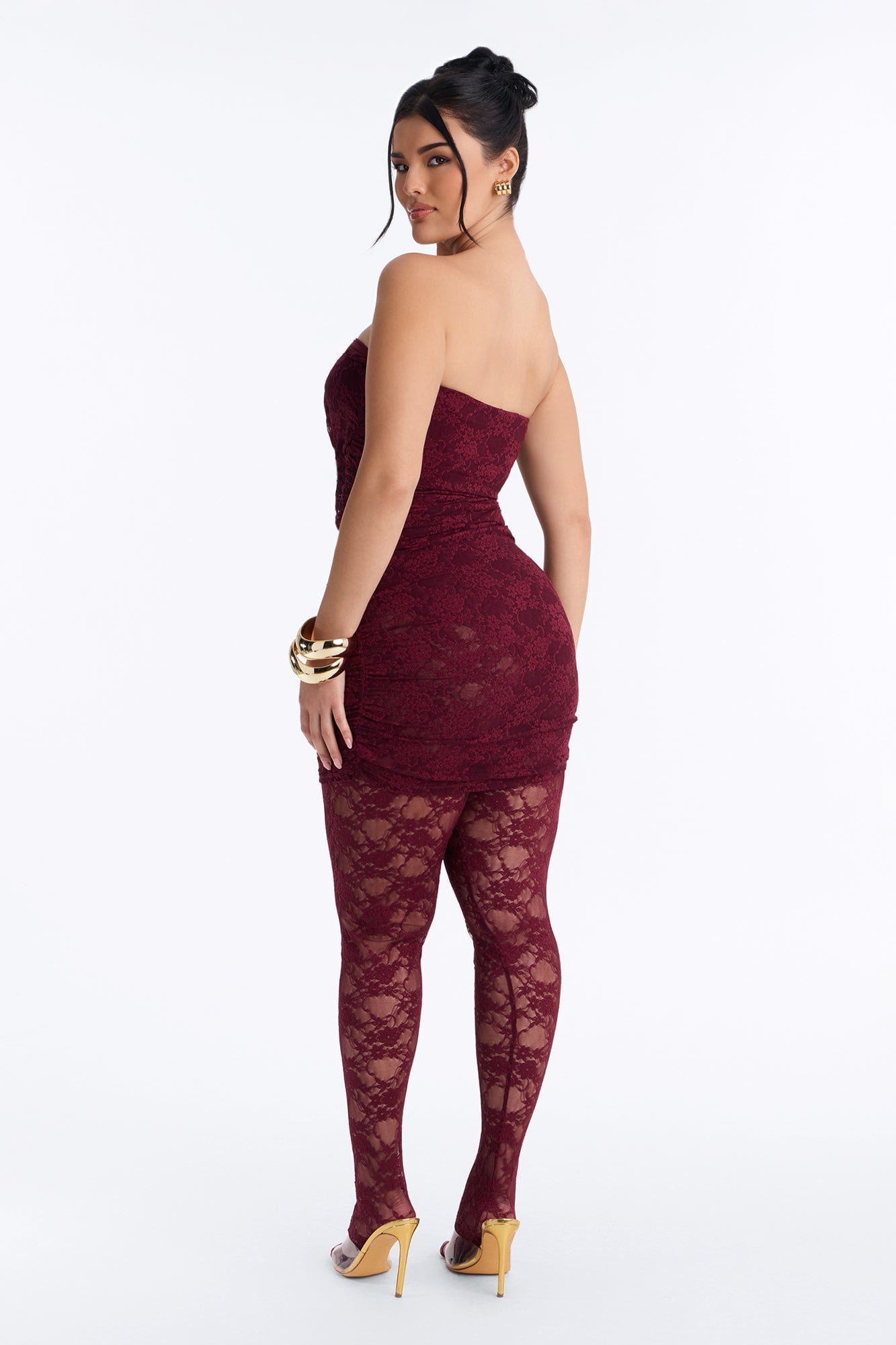 In your Feels Ruched Lace Jumpsuit - Wine image 4