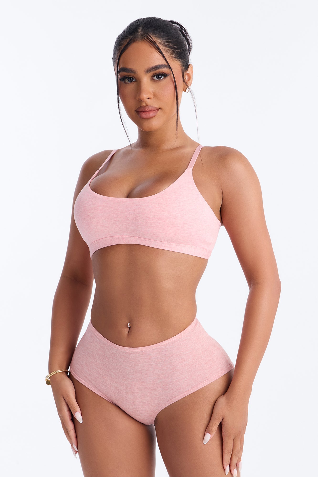 Dress Cotton Scoop Neck Bralette - Heather Pink image 1