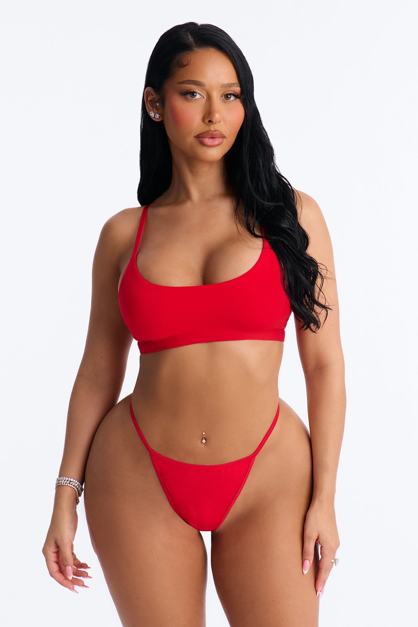 Dress Cotton Scoop Neck Bralette - Red image 1