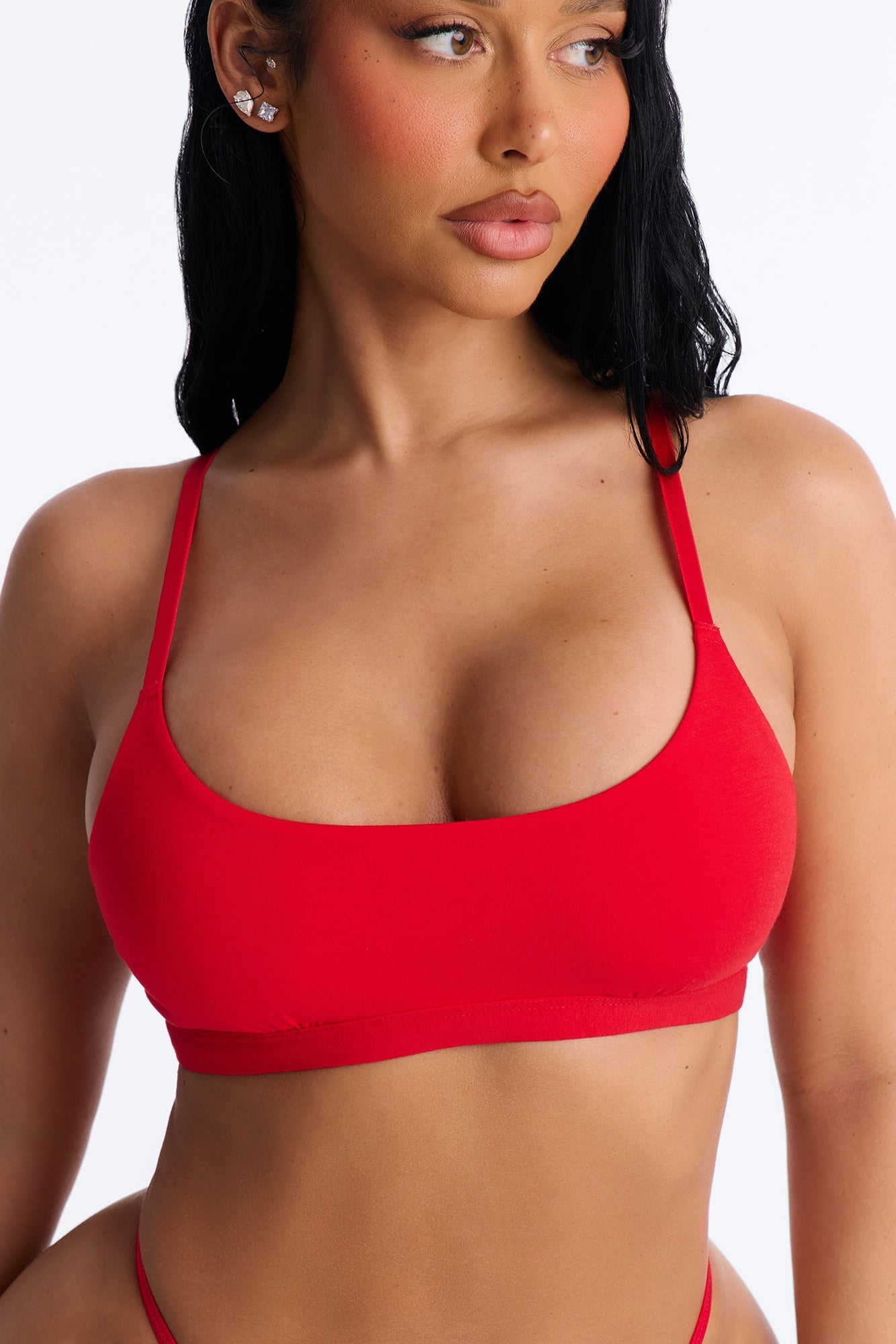 Dress Cotton Scoop Neck Bralette - Red image 2