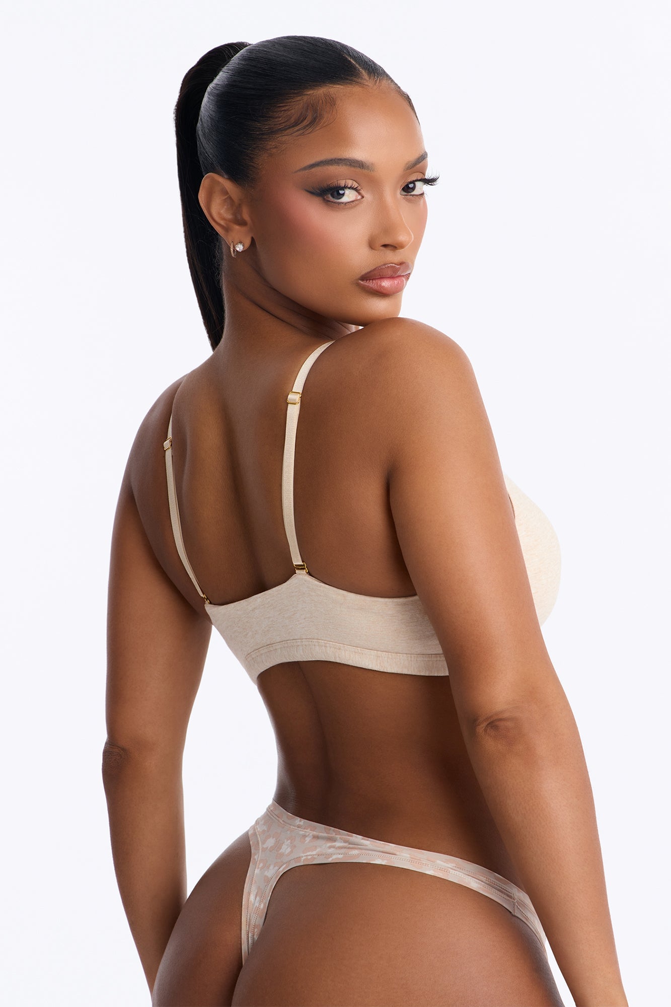 Dress Cotton Scoop Neck Bralette - Tan image 3