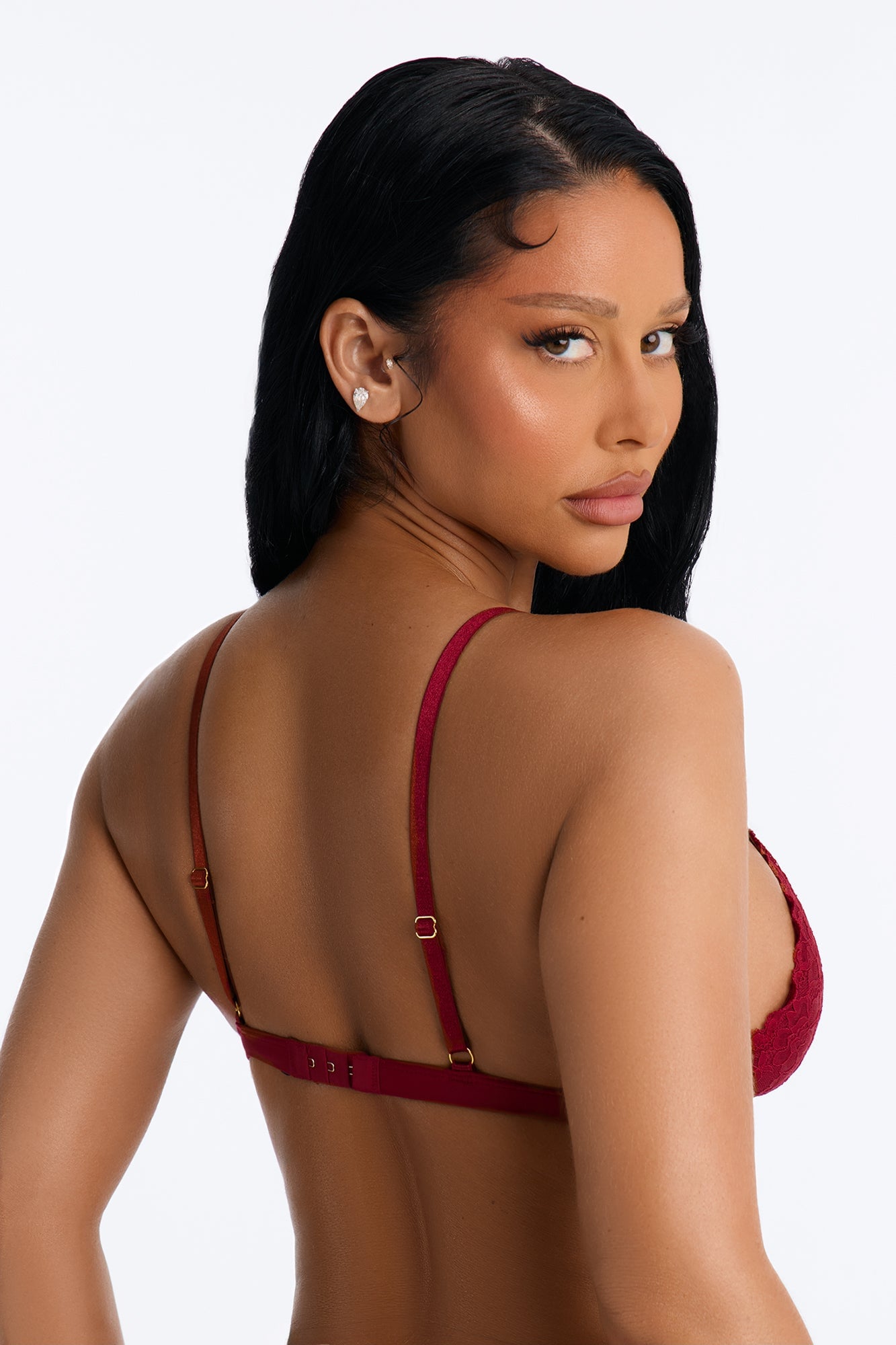 Dress Lace Triangle Bralette - DarkRed image 3