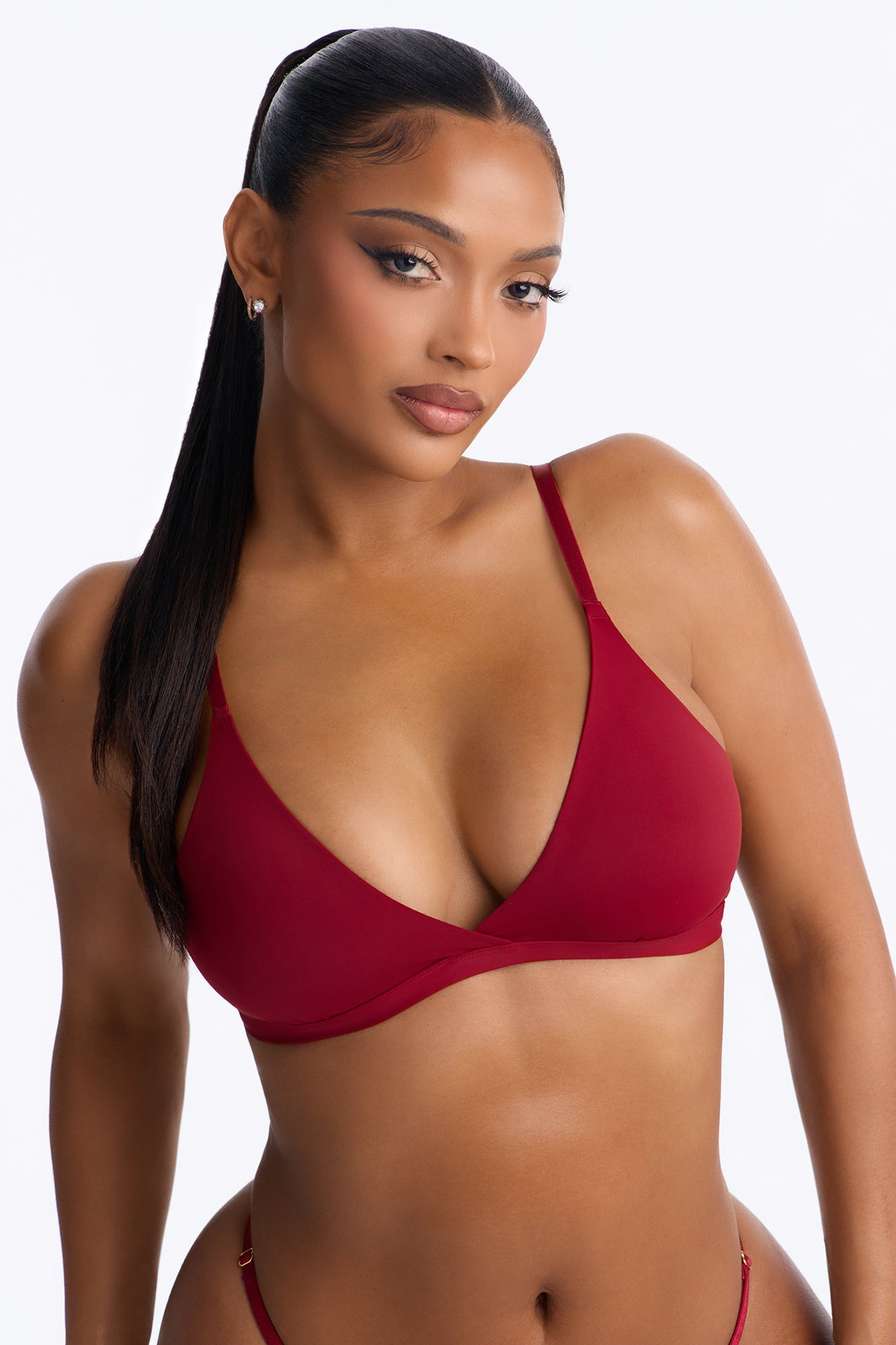 Dress Microfiber Triangle Bralette - DarkRed image 2