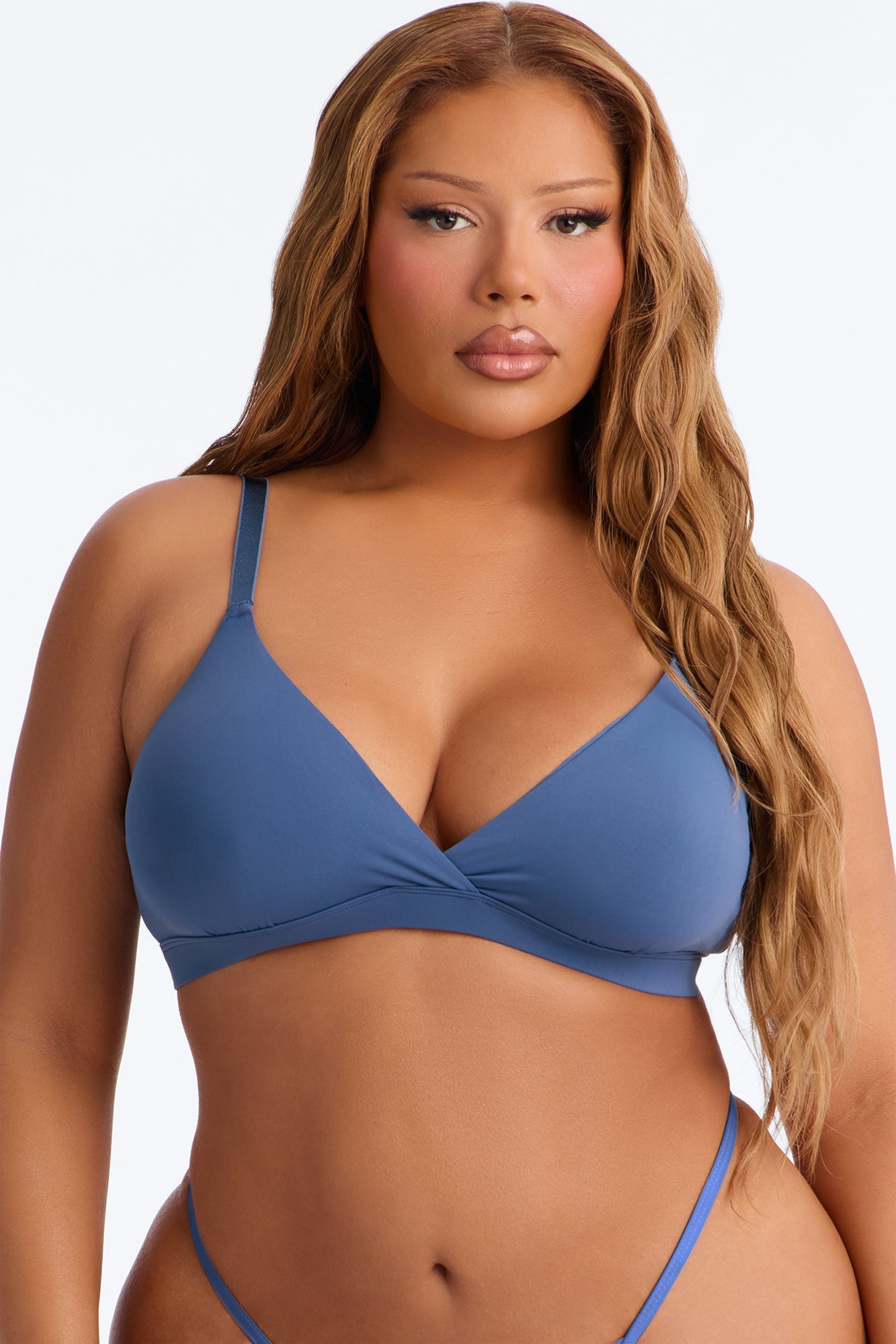 Dress Microfiber Triangle Bralette - Slate Blue