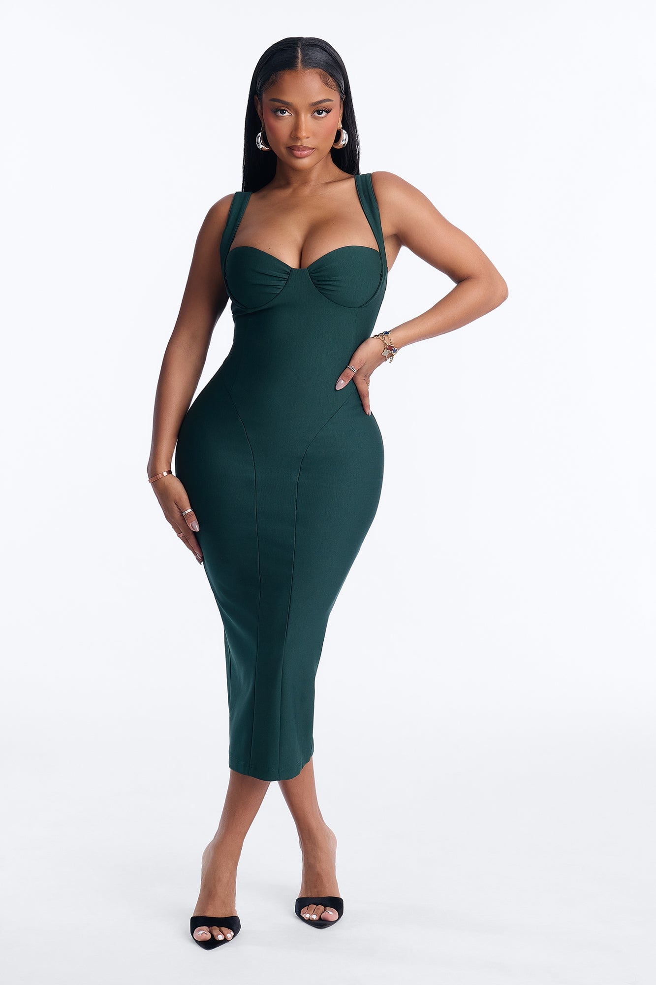 Lily Rosaline Midi Dress - Hunter Green image 5