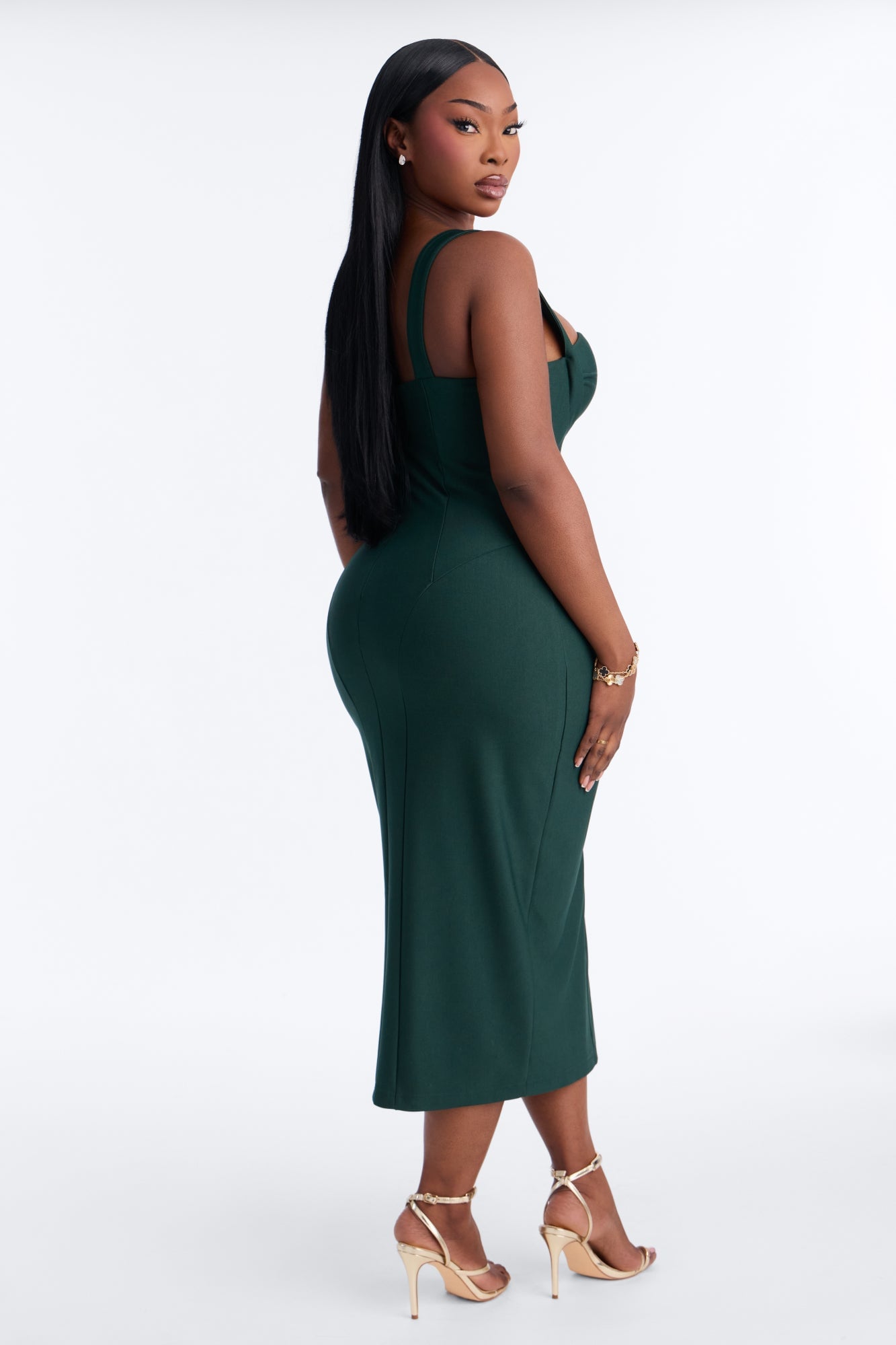 Lily Rosaline Midi Dress - Hunter Green image 4