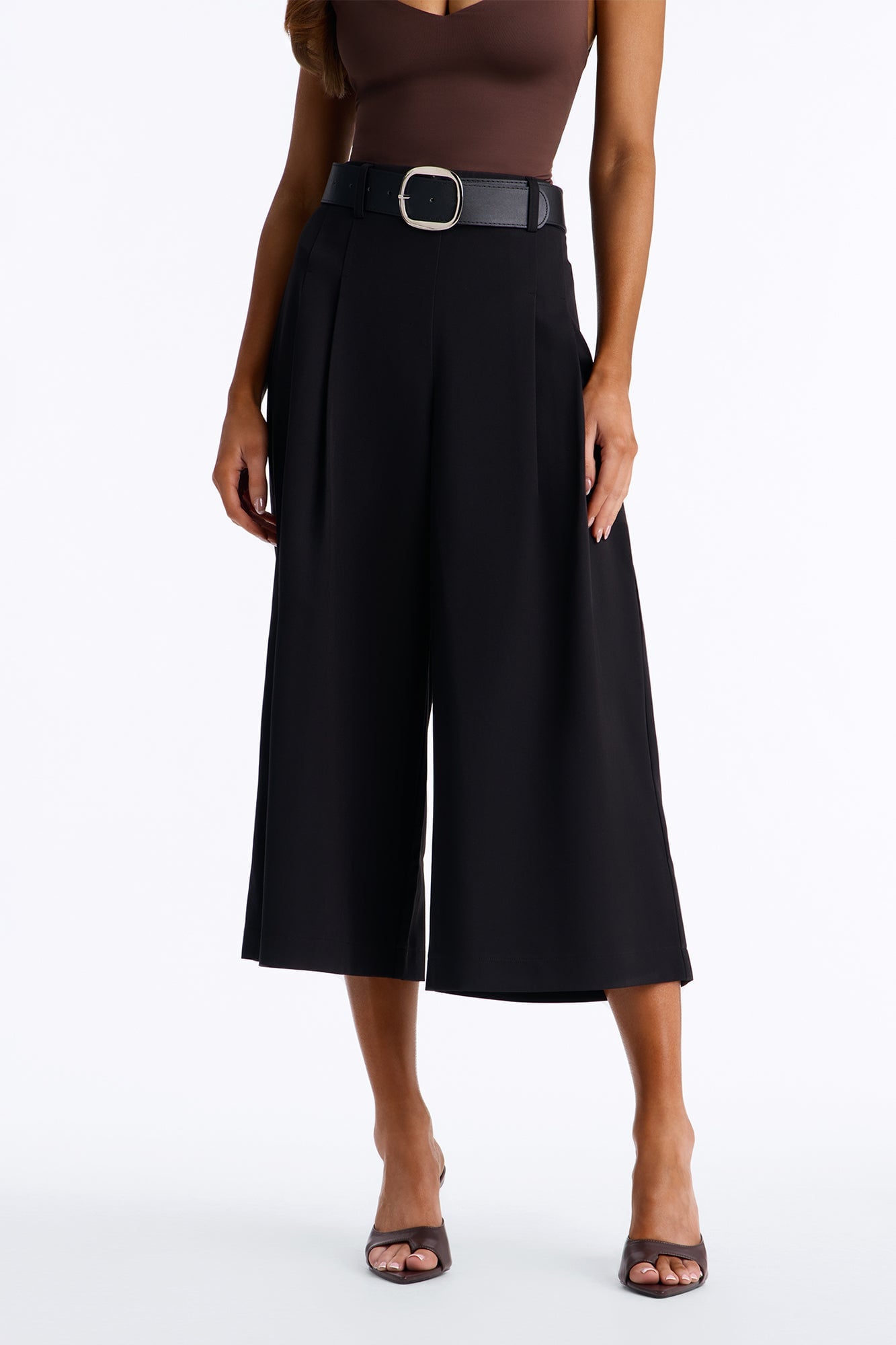 Misty High Rise Belted Culotte Trouser Pant - Black image 6