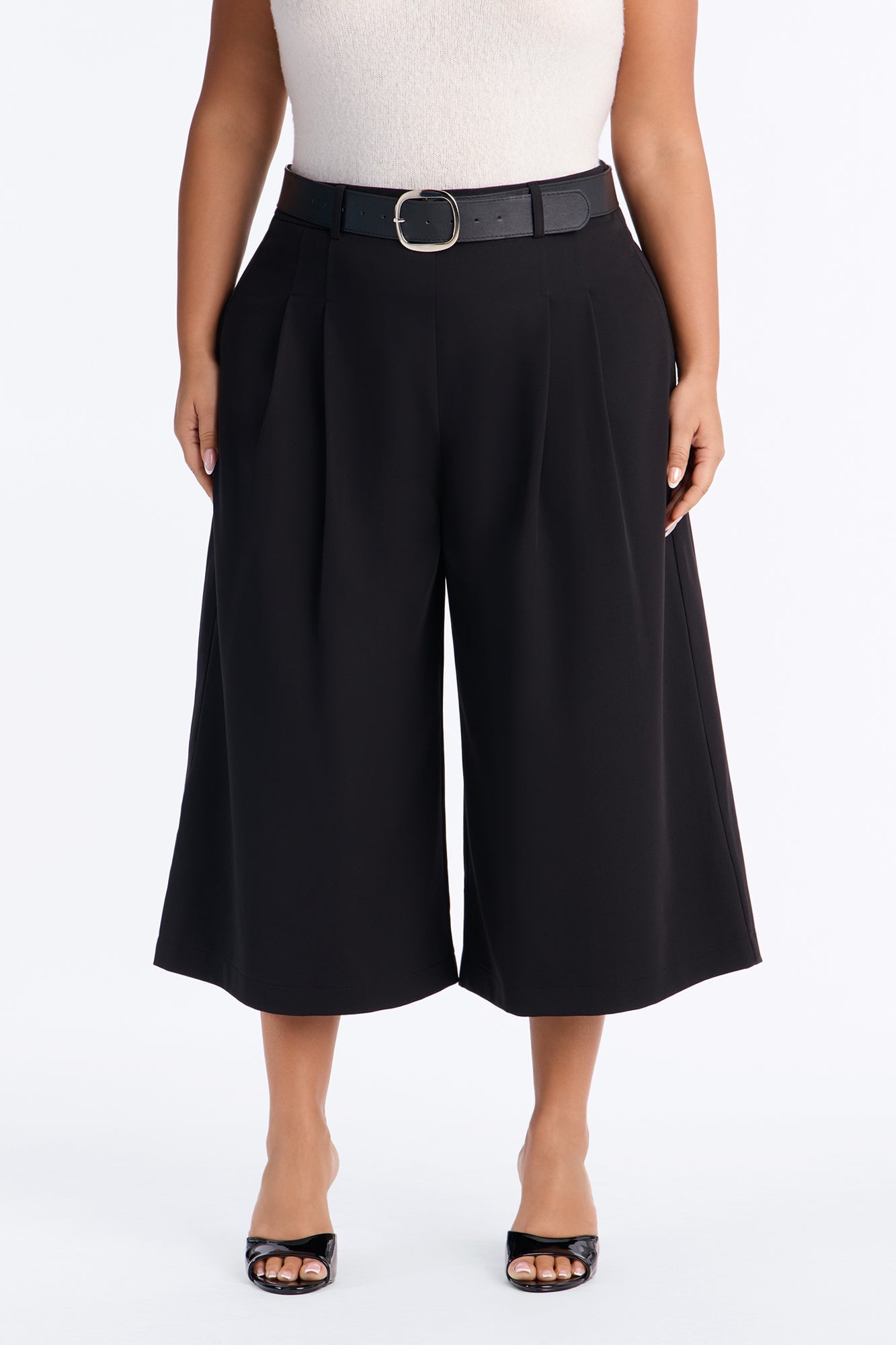 Misty High Rise Belted Culotte Trouser Pant - Black image 2