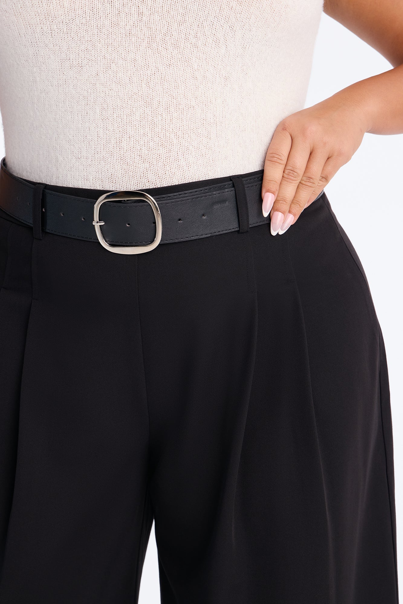 Misty High Rise Belted Culotte Trouser Pant - Black image 3