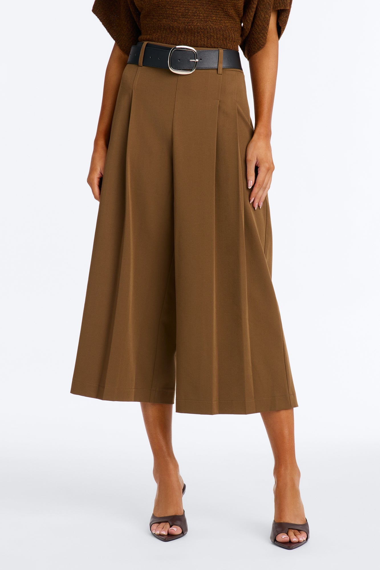 Misty High Rise Belted Culotte Trouser Pant - Caffe image 5