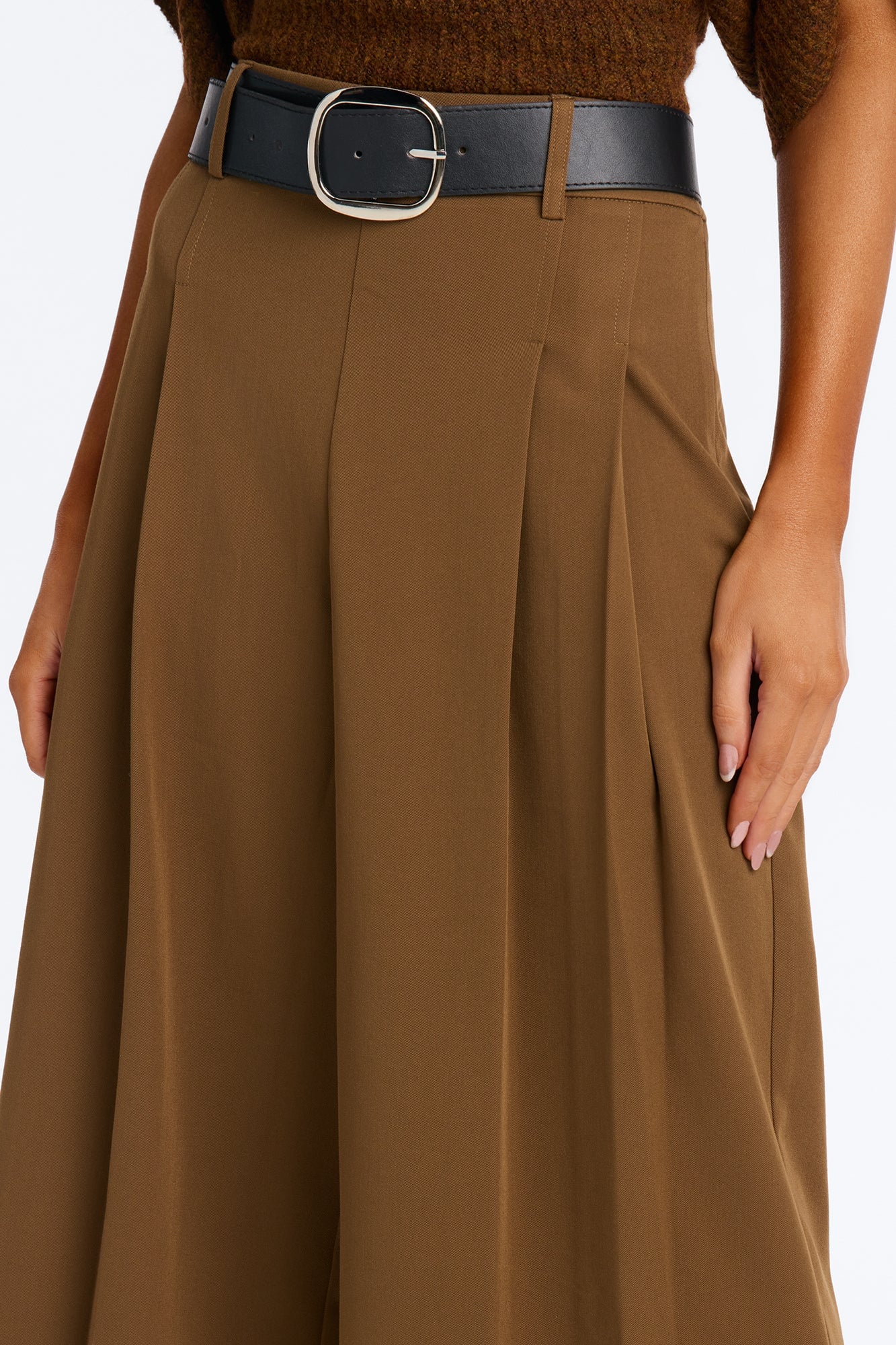 Misty High Rise Belted Culotte Trouser Pant - Caffe image 7