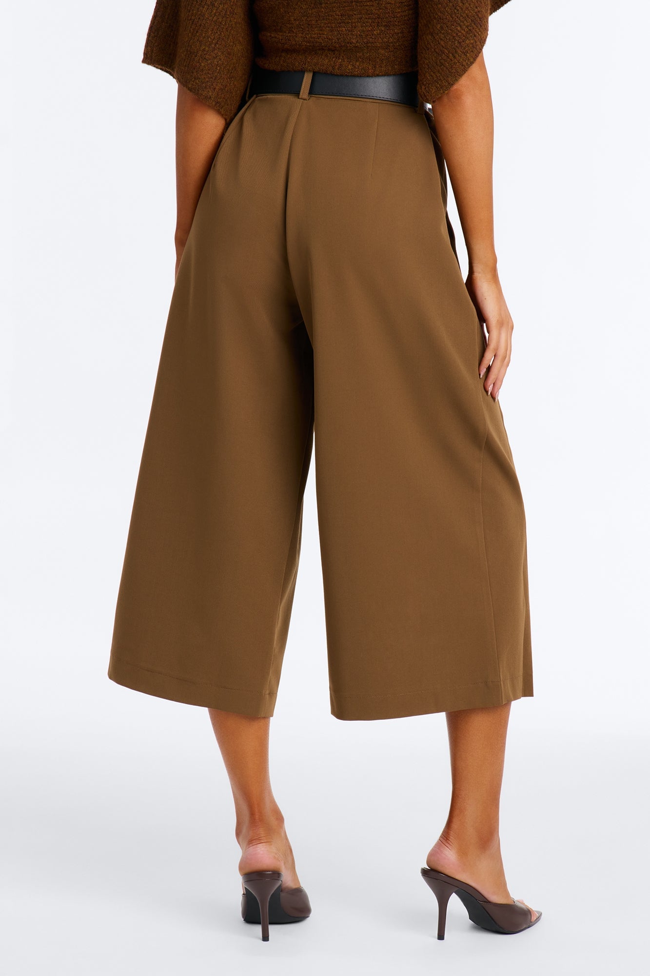 Misty High Rise Belted Culotte Trouser Pant - Caffe image 8