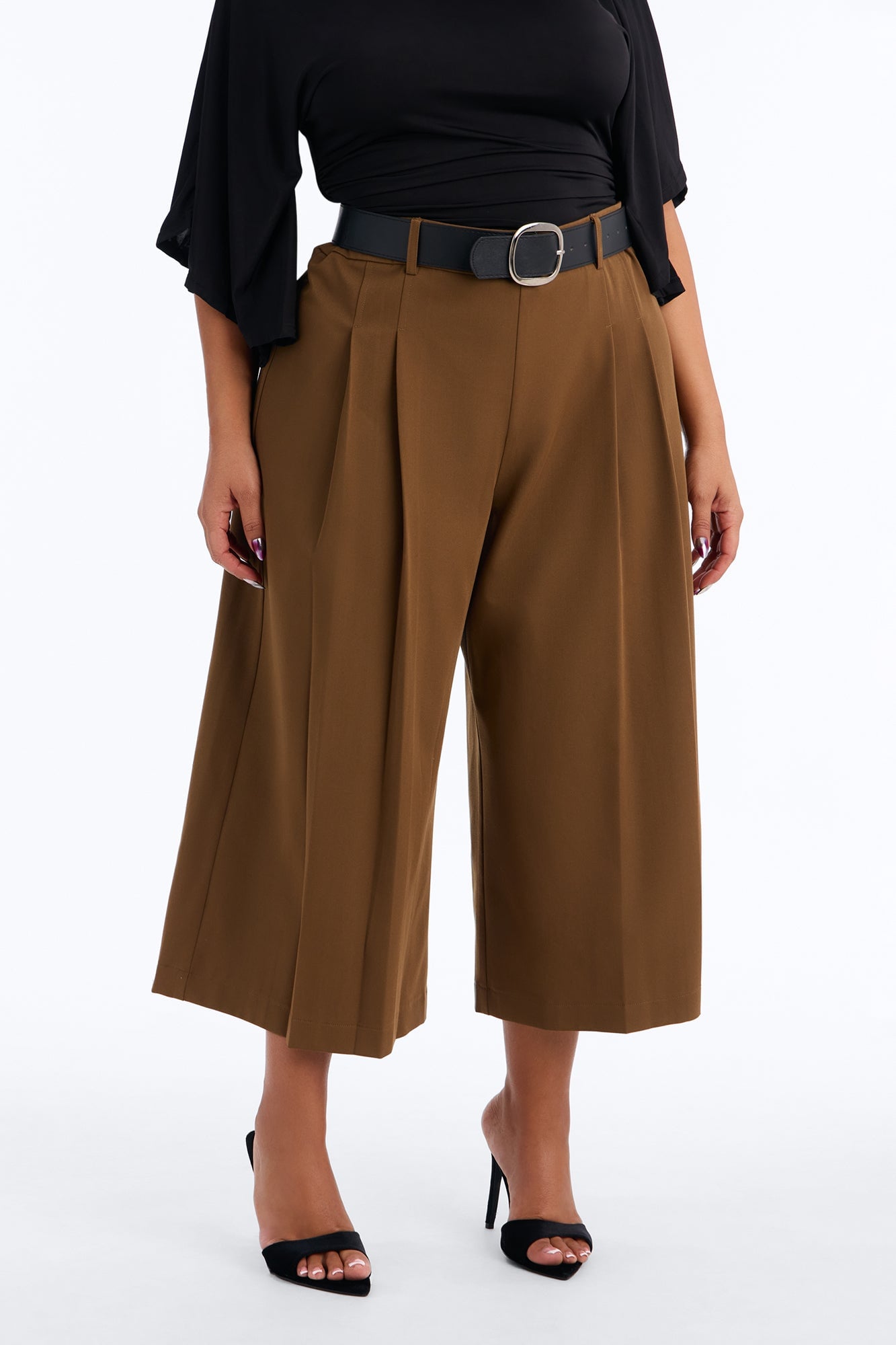 Misty High Rise Belted Culotte Trouser Pant - Caffe image 2