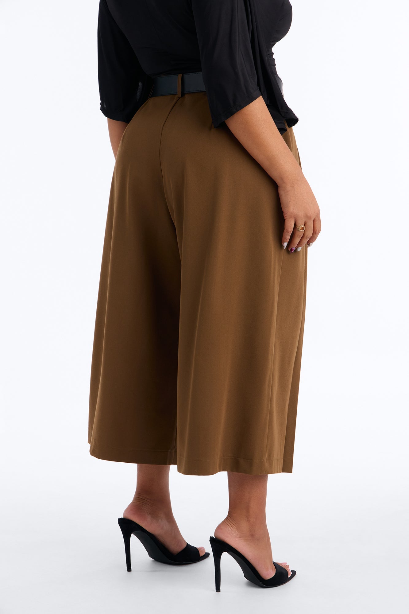 Misty High Rise Belted Culotte Trouser Pant - Caffe image 4