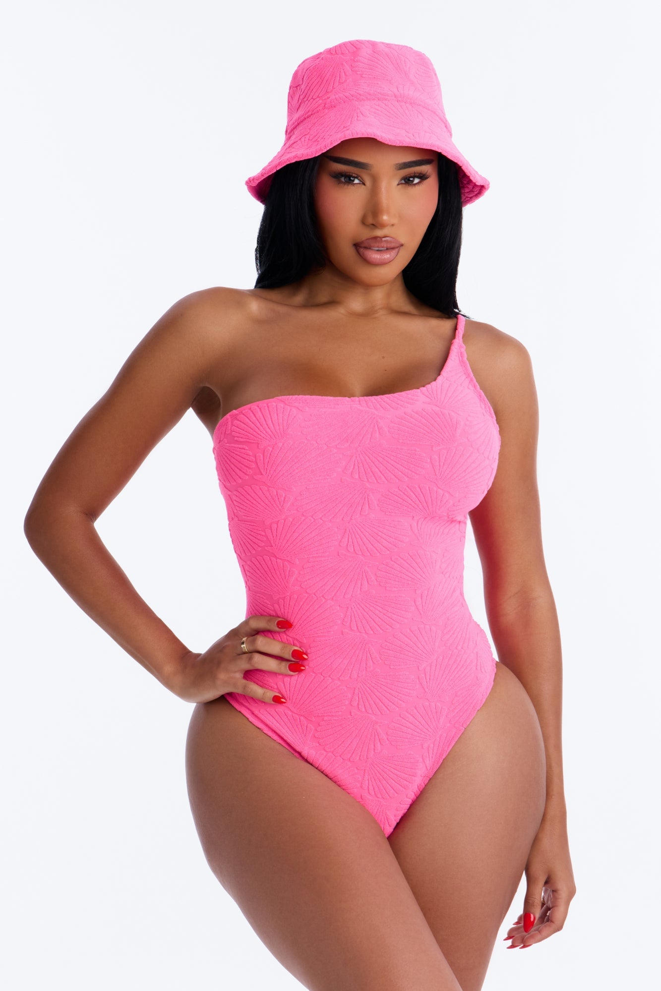 Danielle Terry Cloth 3 Piece Swim Short Set - Hot Pink image 8