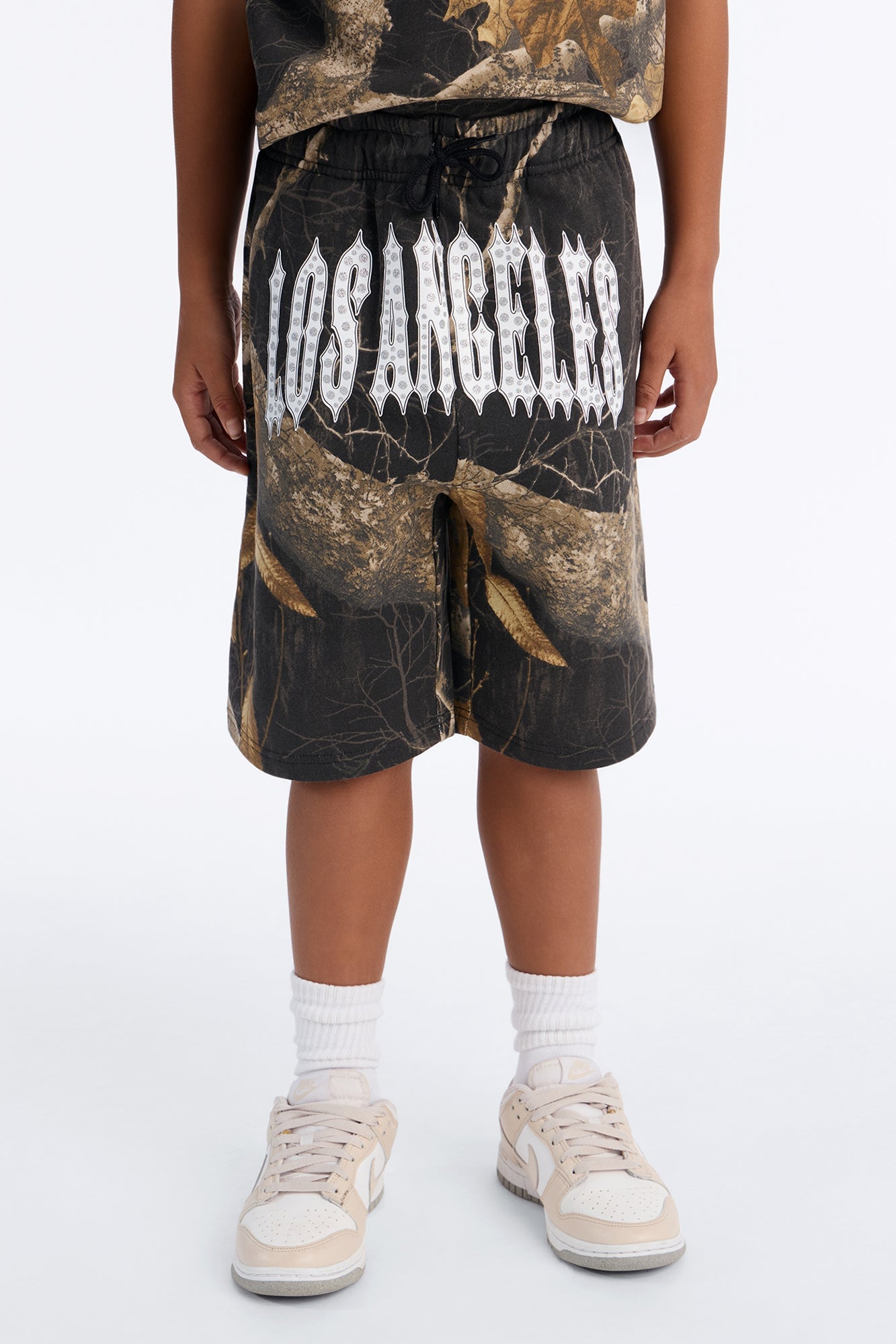 Mini Real Tree Shadow Los Angeles Rhinestone Sweatshort - Camouflage image 2