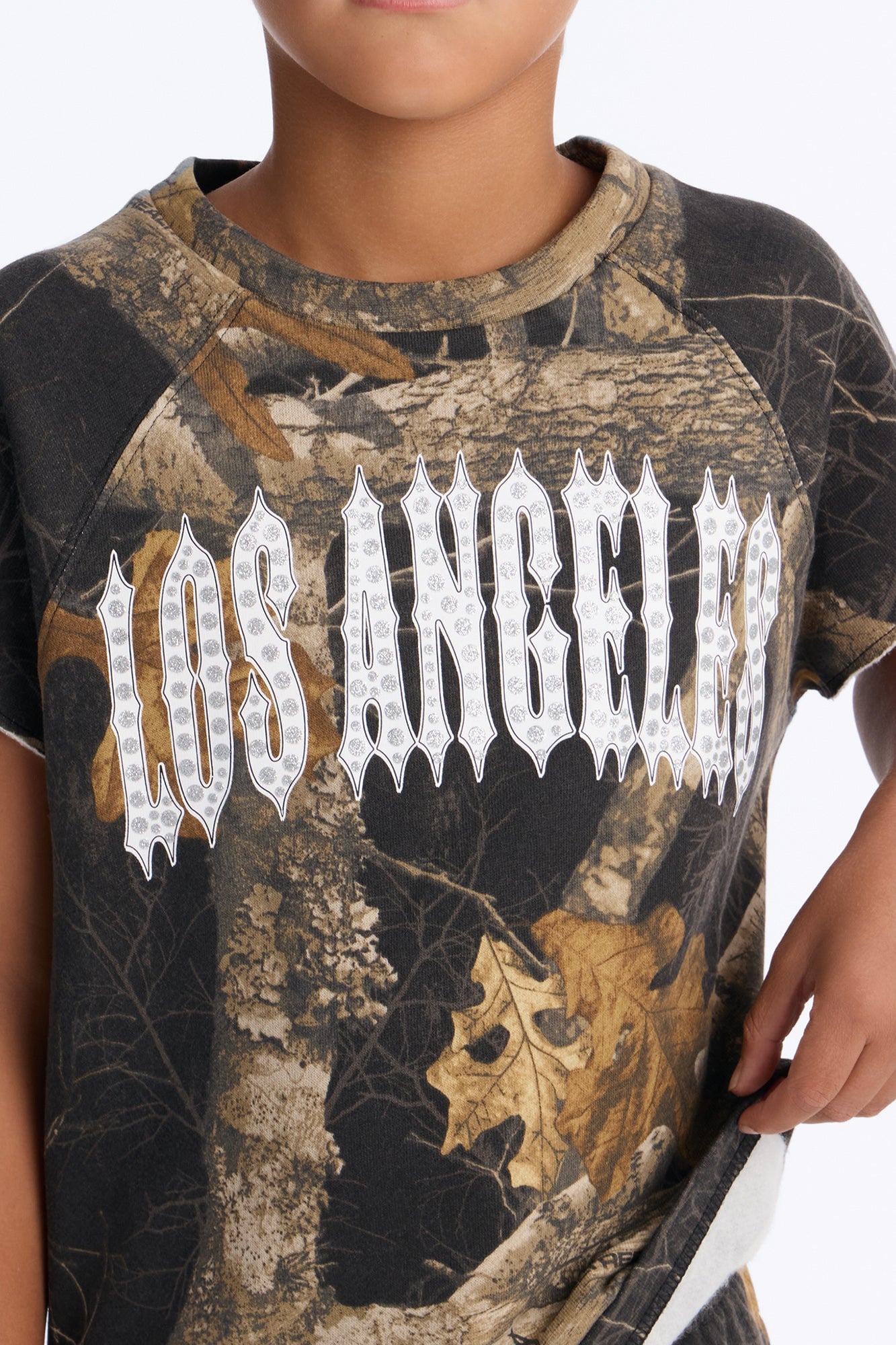 Mini Real Tree Shadow Los Angeles Rhinestone Sweatshort - Camouflage image 3