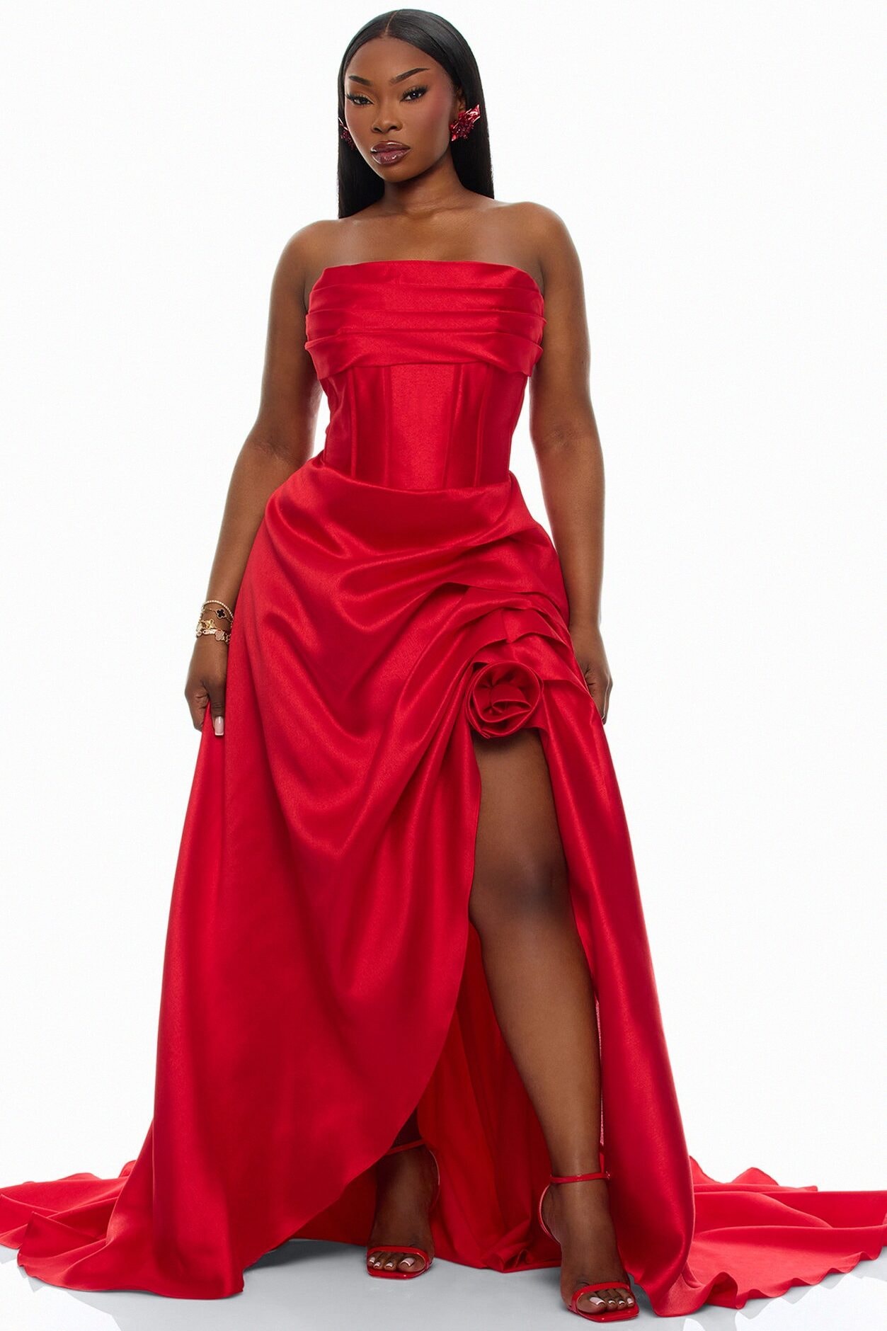 Swept Away Taffeta Gown - Red image 1