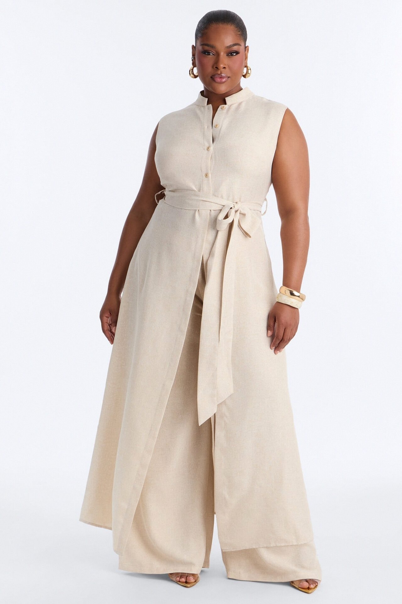 Marissa Vest Linen Pant Set - Cream image 1