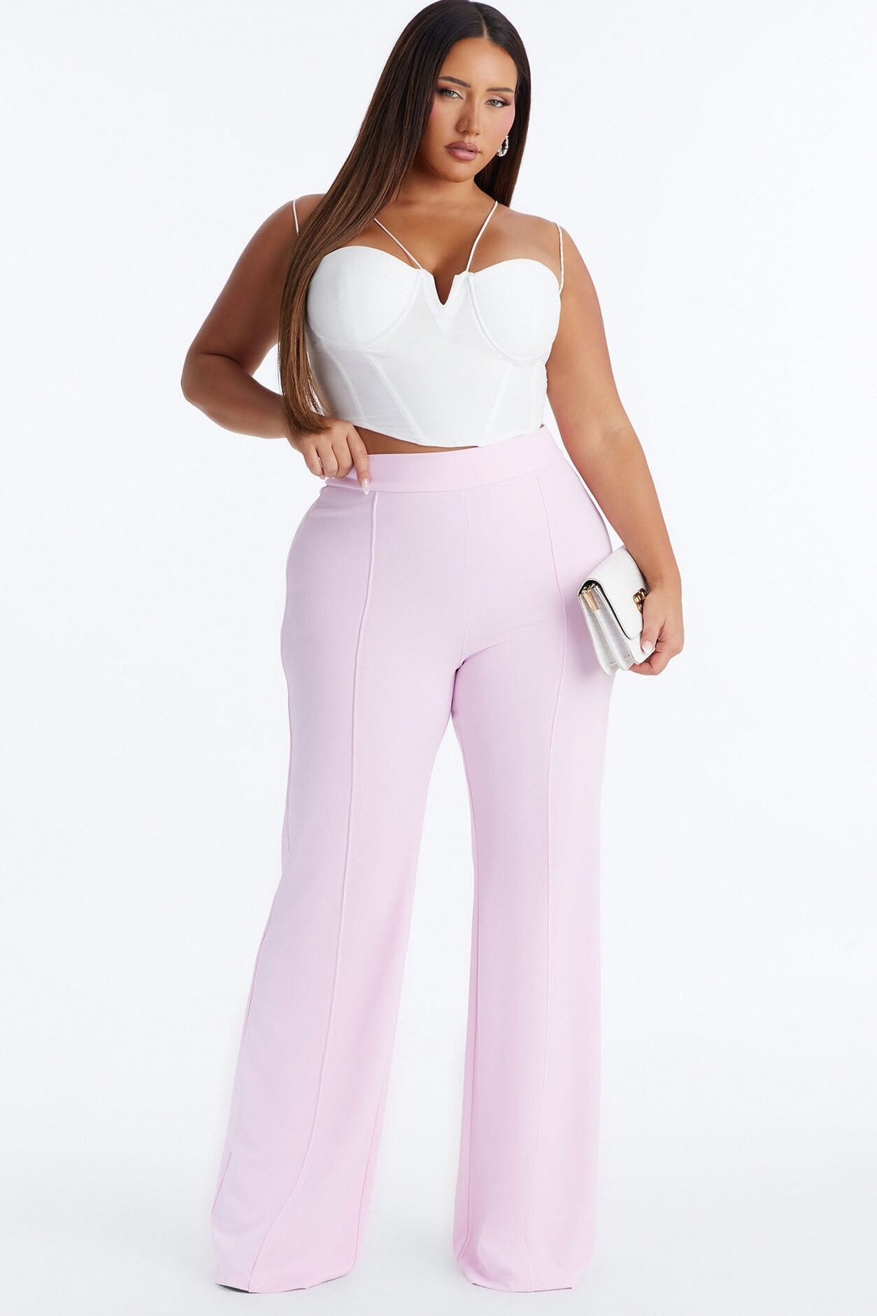 Tall Victoria High Waisted Dress Pants - Light Pink image 1