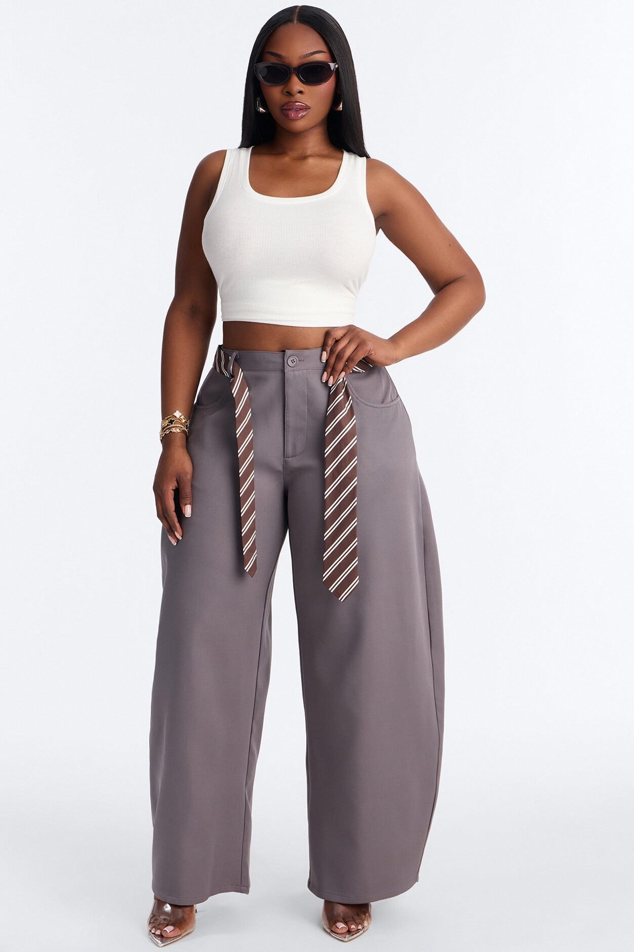 All Tied Up Barrel Leg Trouser - Charcoal image 1