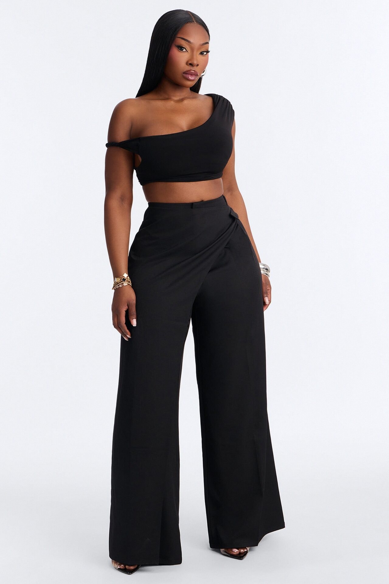 Tailored Touch Wrap Front Trouser 33″ - Black image 1